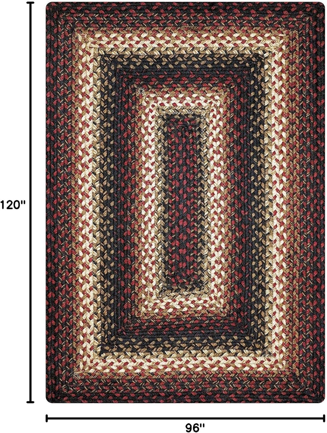 Homespice Midnight Moon Washable 8x10' Rug for Living Room, Bedroom Rug and Dining Room, Indoor-Outdoor Patio Rug Pet Friendly. Decor Style- Farmhouse Rug, Rustic, Country, Black Braided Rug