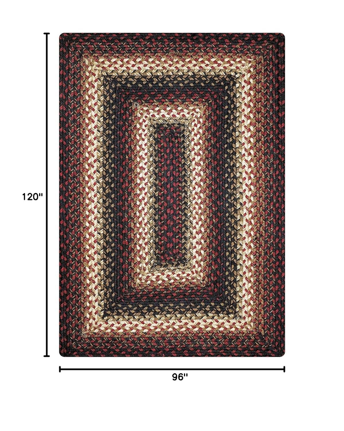 Homespice Midnight Moon Washable 8x10' Rug for Living Room, Bedroom Rug and Dining Room, Indoor-Outdoor Patio Rug Pet Friendly. Decor Style- Farmhouse Rug, Rustic, Country, Black Braided Rug