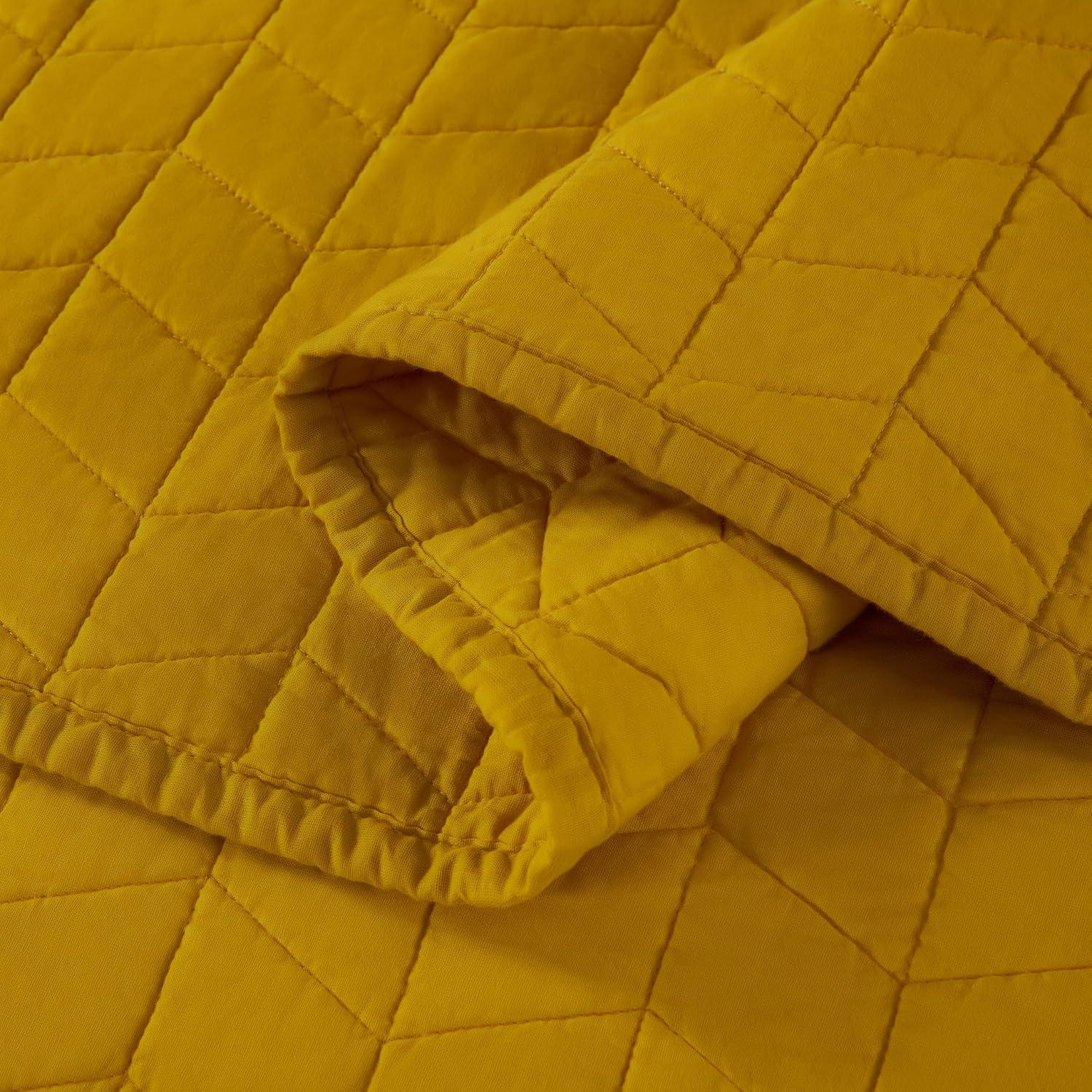 Chezmoi Collection Solid Color Embroidery Stitching Cotton Quilt Sets Cotton Quilt Set