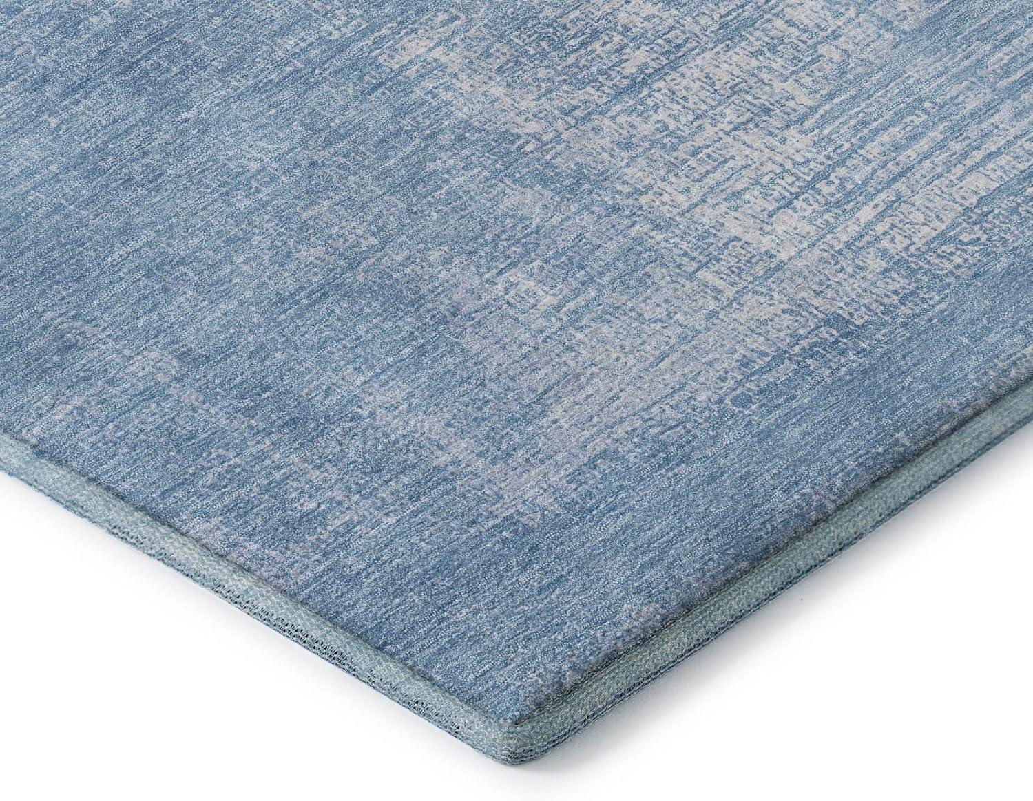 Blue Synthetic Rectangular Washable Rug, 30" x 20"