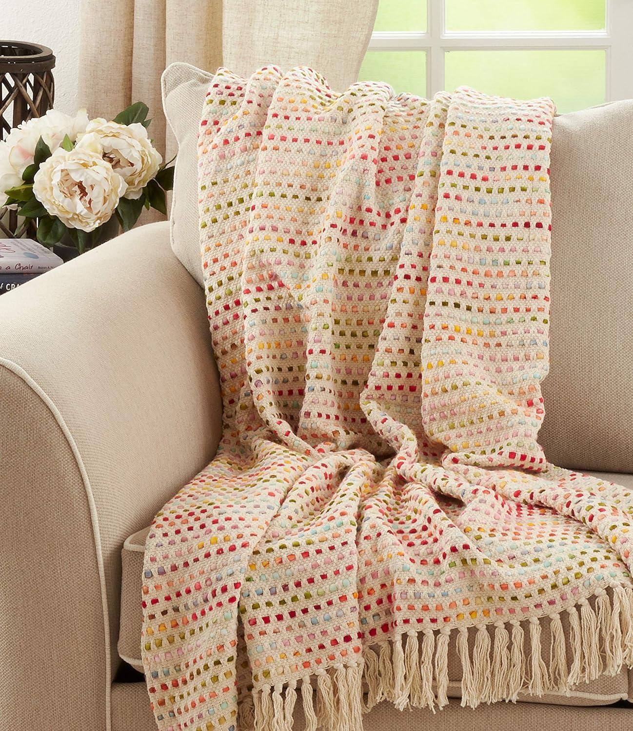 Saro Lifestyle Tasseled Throw With Confetti Design