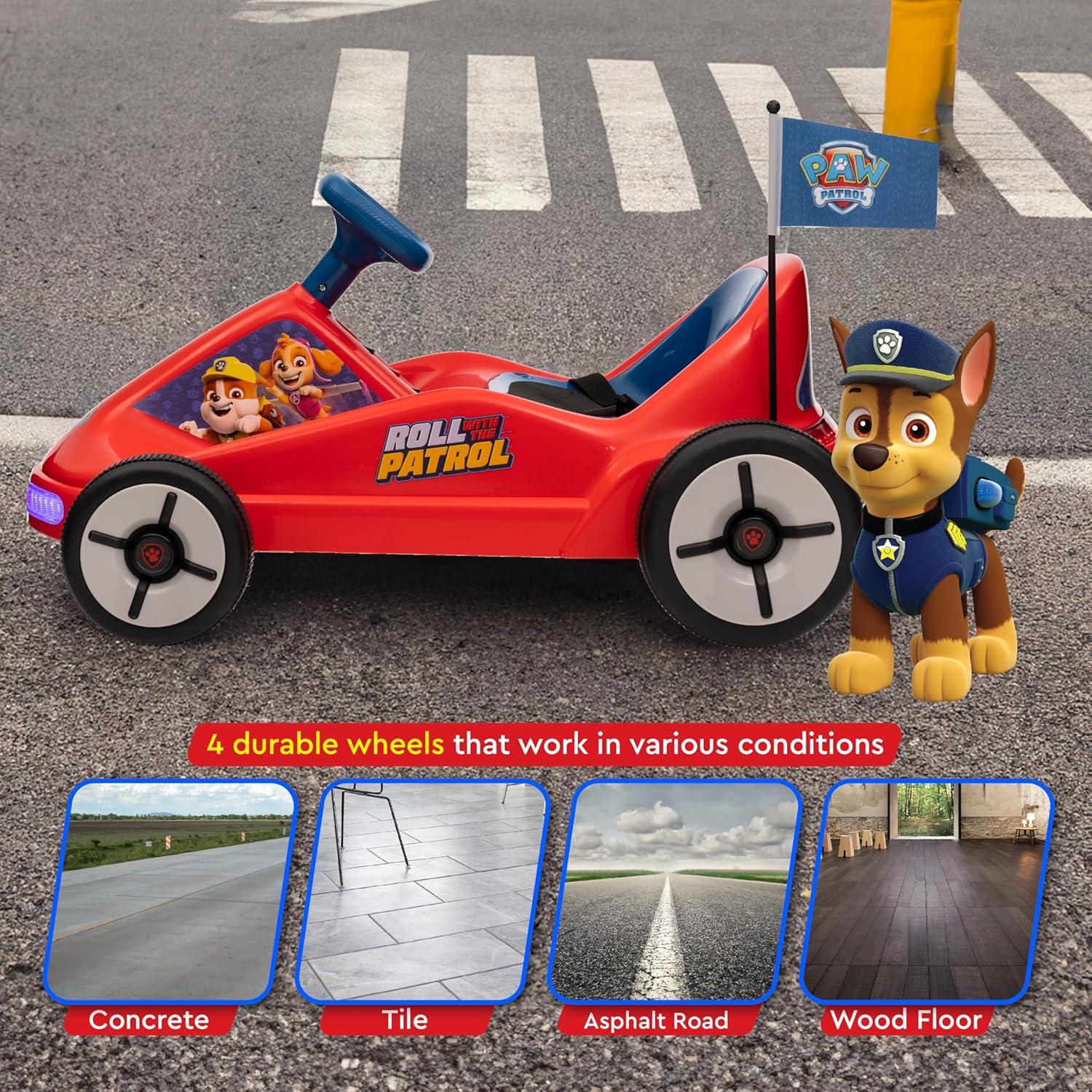 Paw Patrol 12V Electric Go Kart for Kids with Lights, Remote Control, Seat Belt, Rechargeable Battery, Durable Ride-On Toy for Ages 3-6