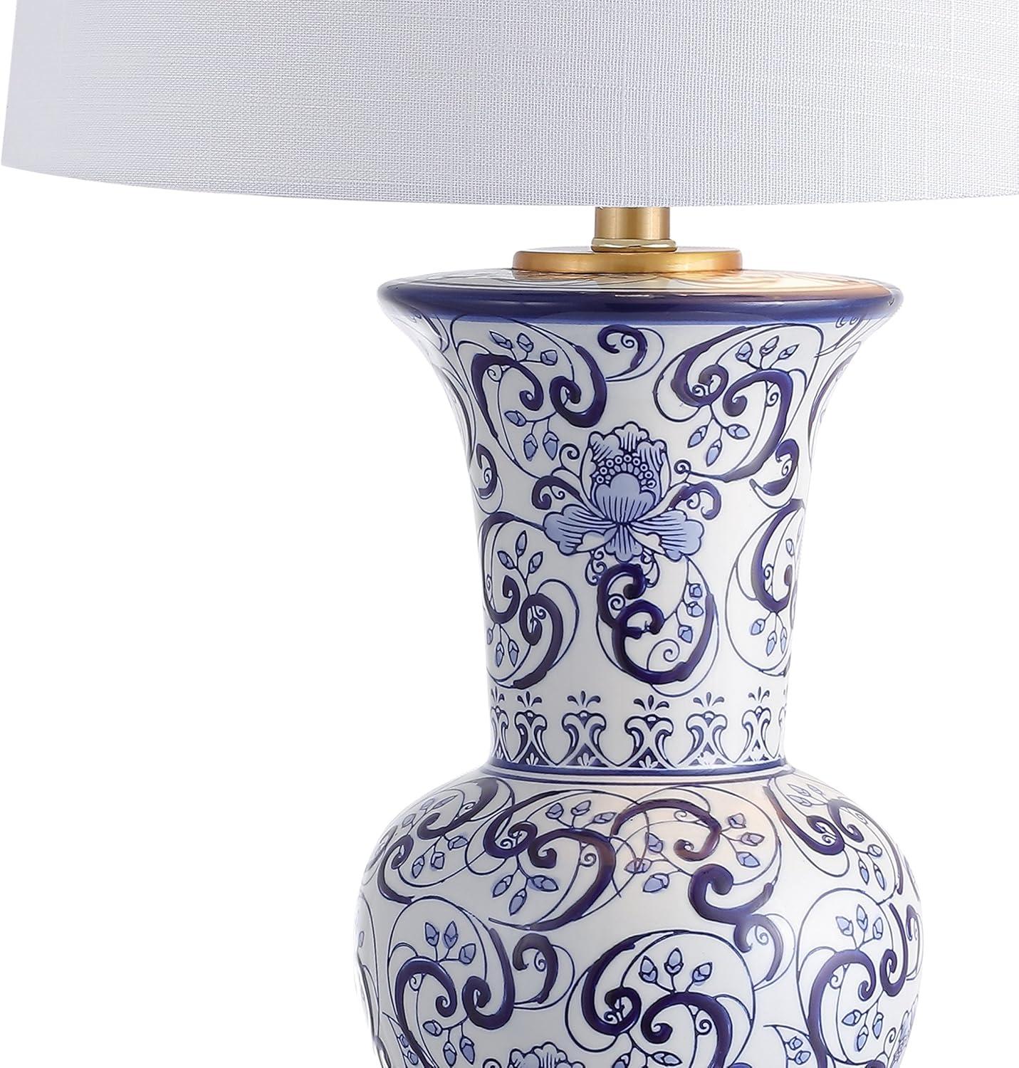 Leo 28.5" Chinoiserie LED Table Lamp, Blue/White