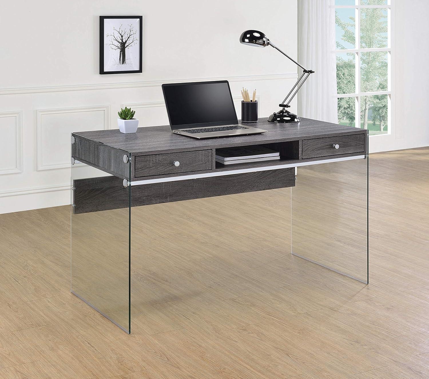 Dobrev 2 Drawer Writing Desk with Glass Base - Coaster