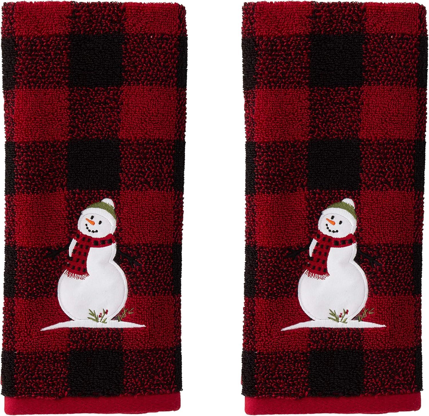 SKL Home 2pc Woodland Winter Hand Towel Set Red : Microfiber, Machine Washable, Non-Slip Backing