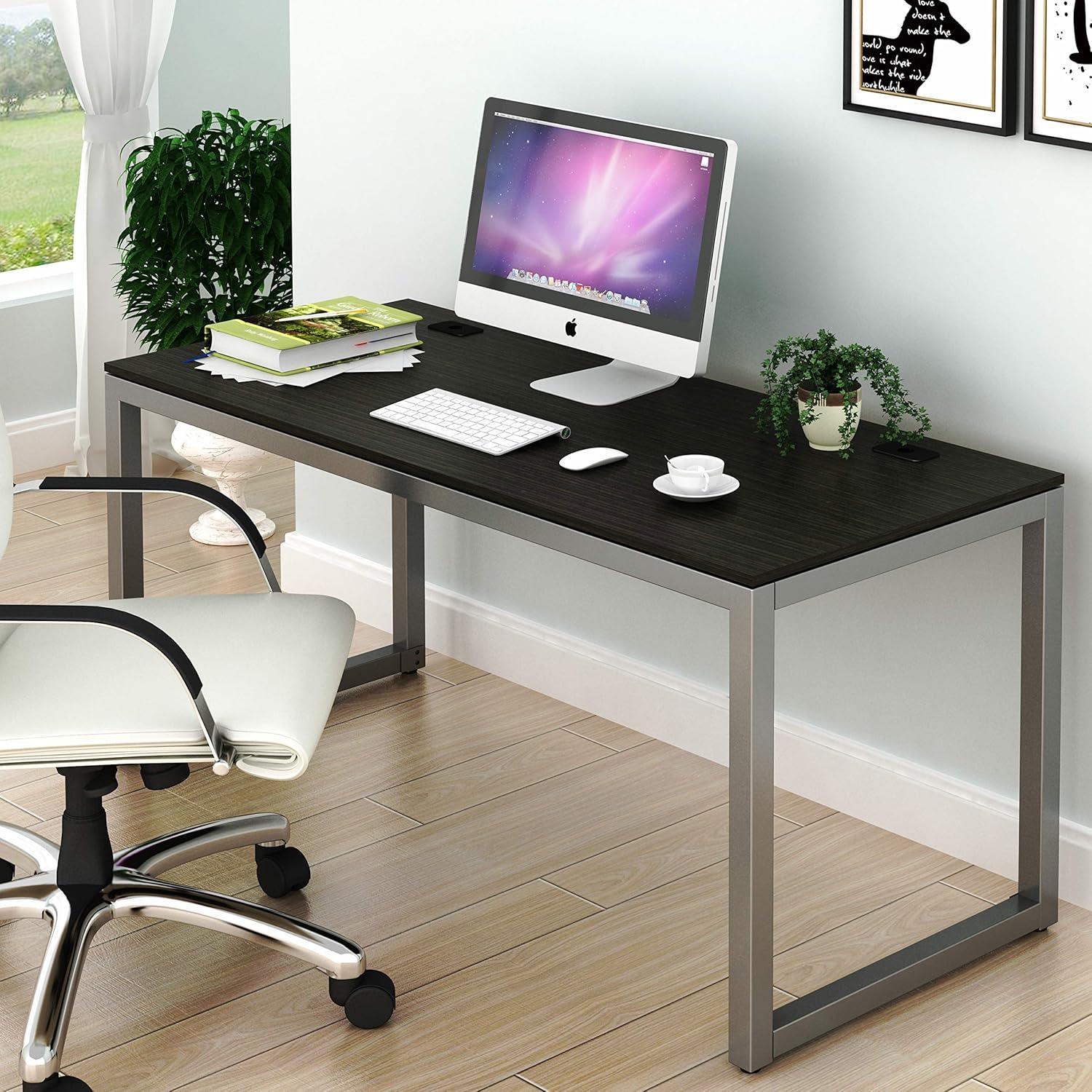 Espresso 55-Inch Wood and Steel Computer Desk