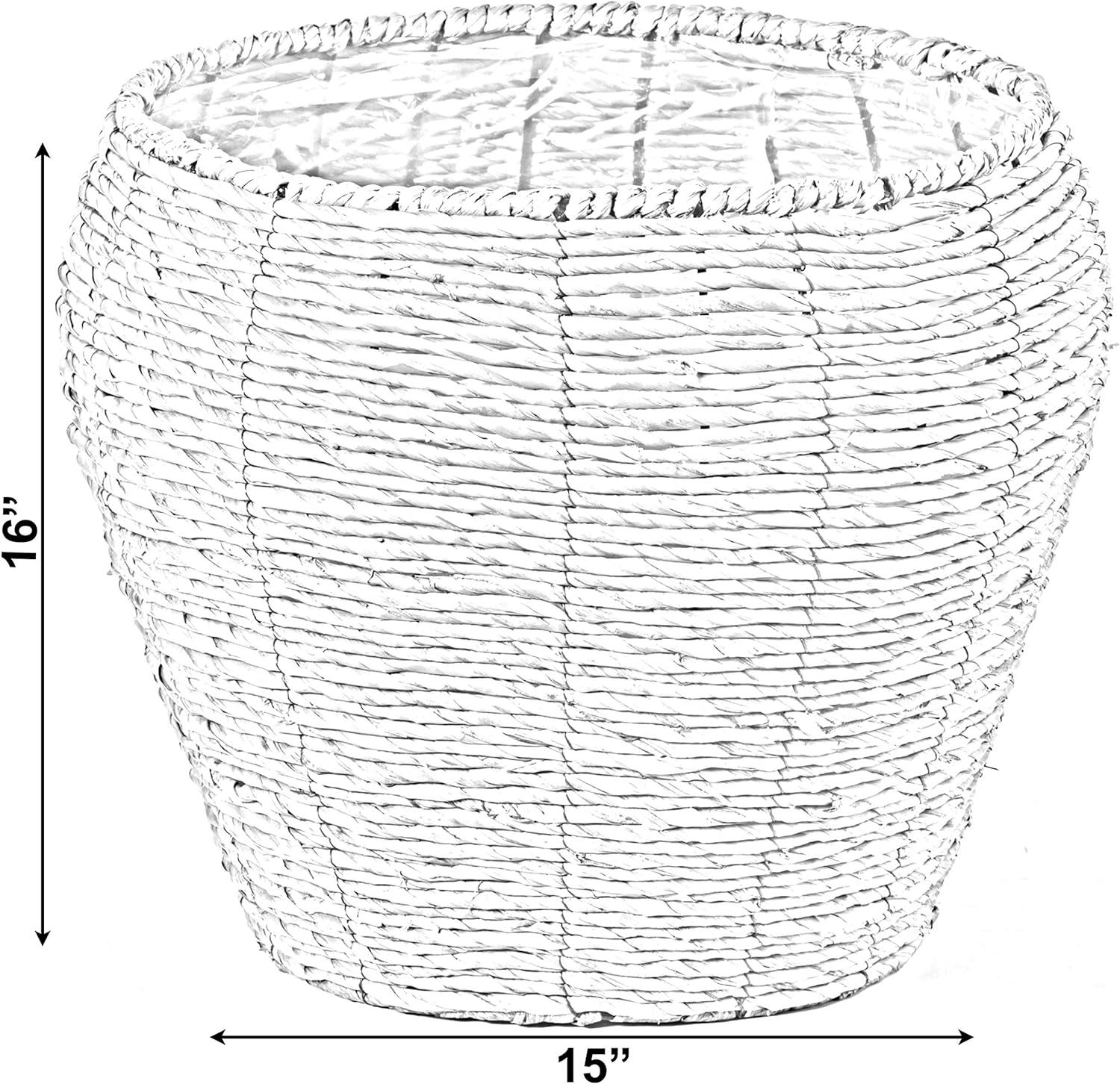 Vintiquewise Woven Round Flower Pot Planter Basket with Leak-Proof Plastic Lining