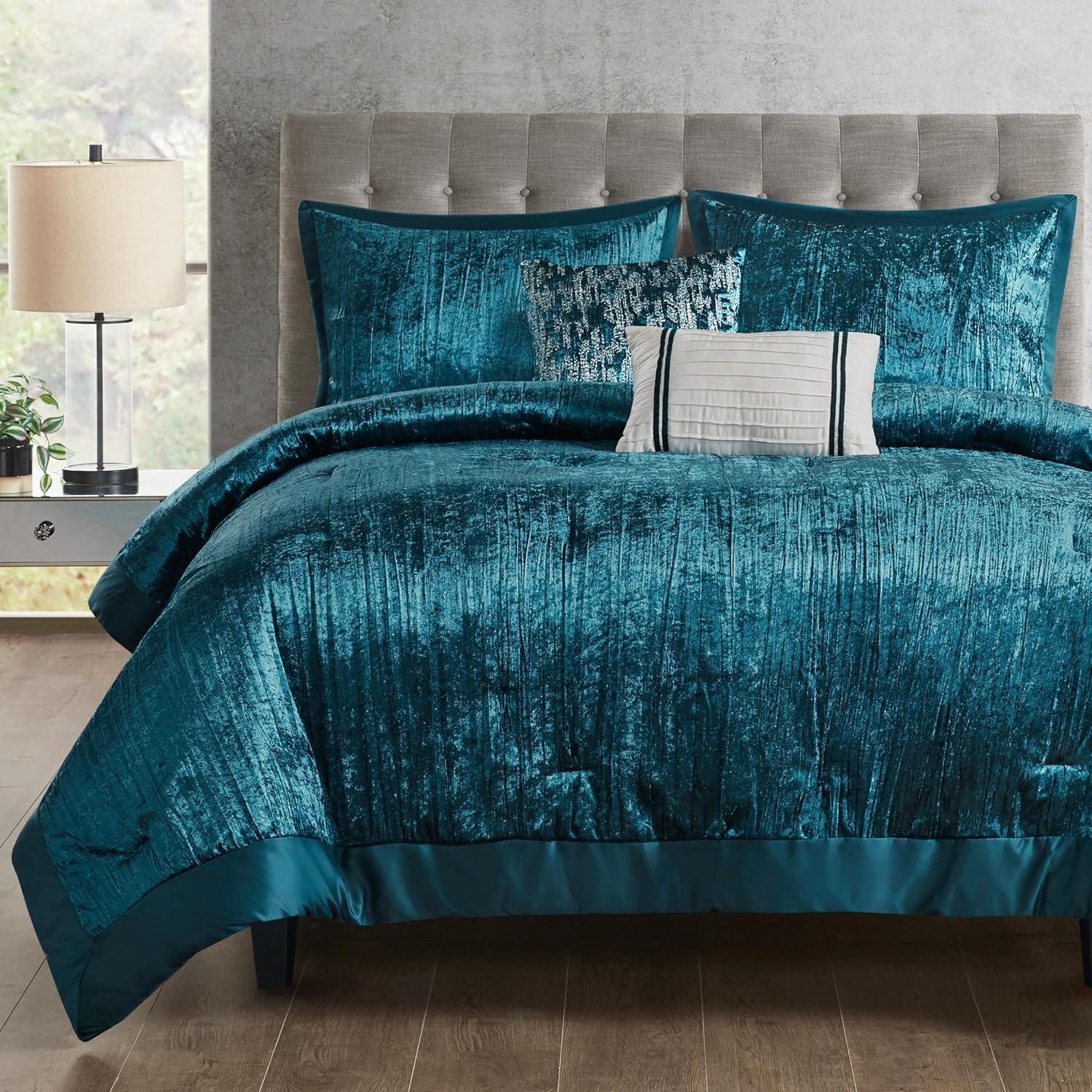 Lee 5 Piece Crinkle Velvet Comforter Set