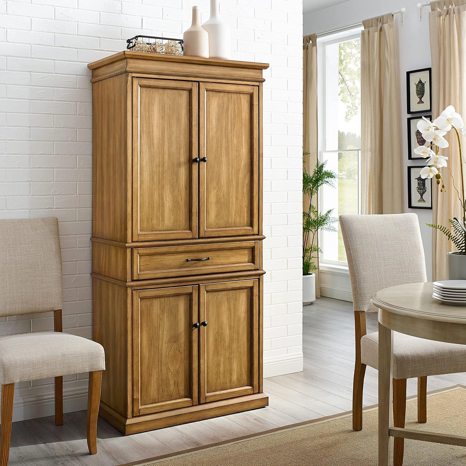 Parsons Pantry Storage Wood/Mahogany - Crosley: Adjustable Shelving, Drawer, Traditional Style