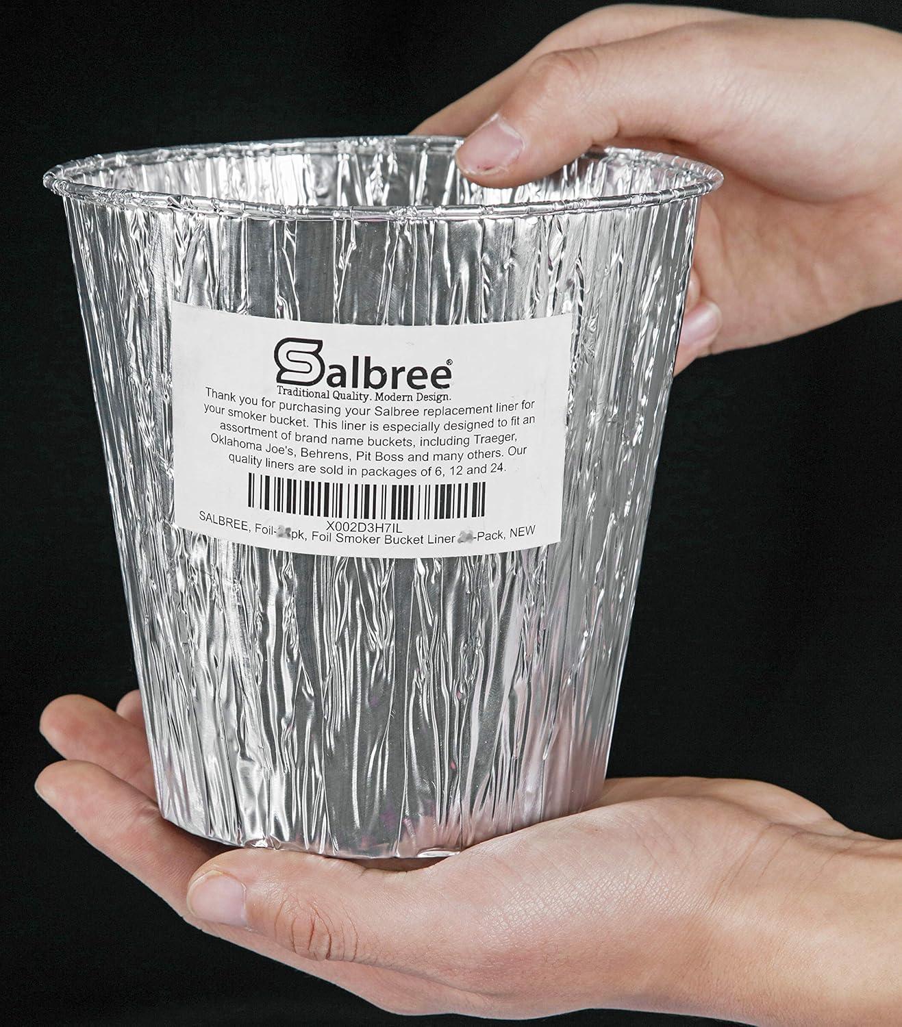 Smoker Bucket Drip Foil Liner Tray for Catching Grease, Compatible with Traeger, Oklahoma Joe, Pit Boss & Other Grill Bucket Accessories for Pro Pellet Oklahoma Joe's (12pk, 5.75x5.75 inches)