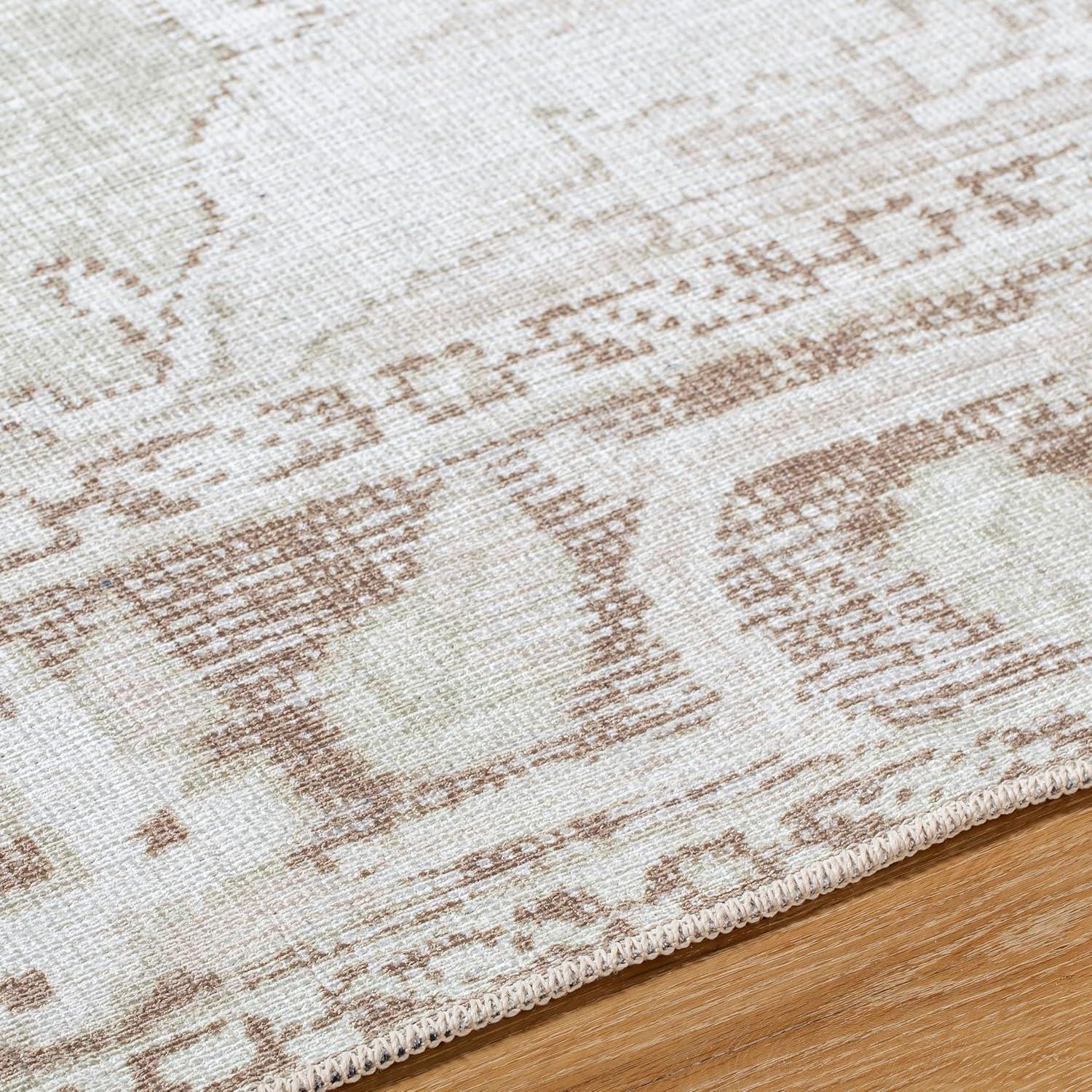 Our PNW Home x Livabliss Our PNW Home x Livabliss Machine Washable Oriental Boho Cream Light Brown Area Rug