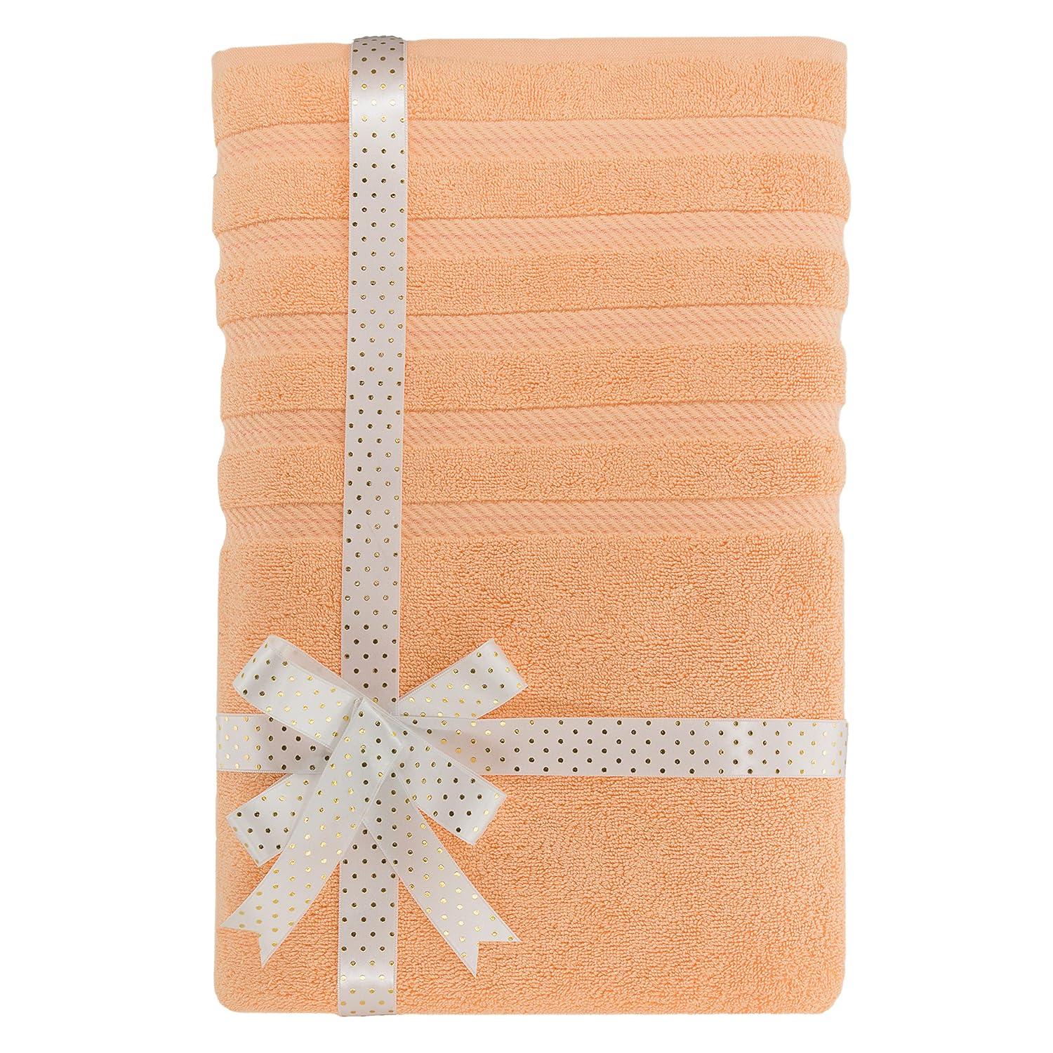 American Soft Linen Luxury 35x70 Jumbo Large Bath Towel, 100% Cotton Turkish Bath Towel Sheet, Malibu Peach