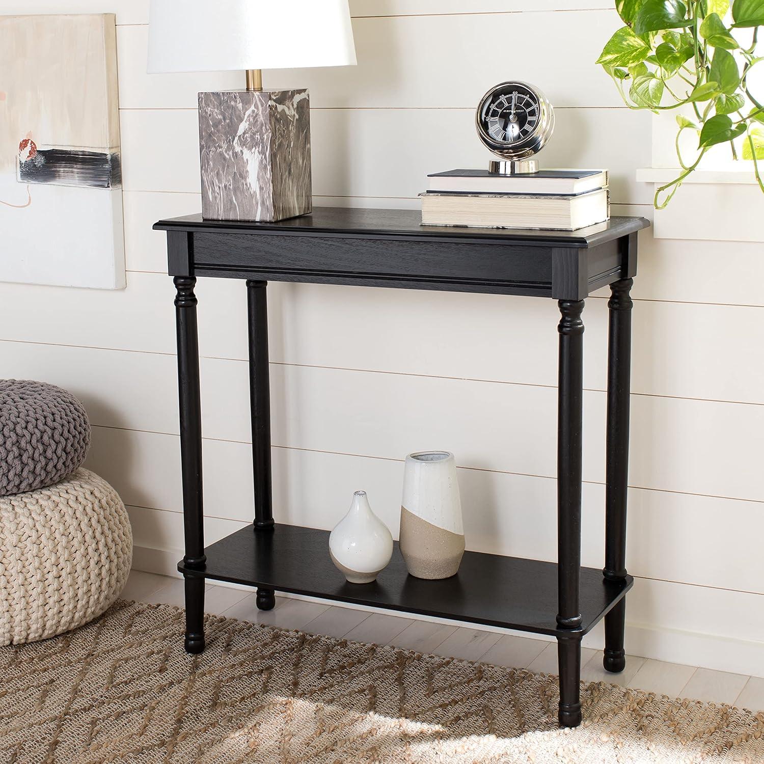 Black Pine and MDF Console Table with Storage