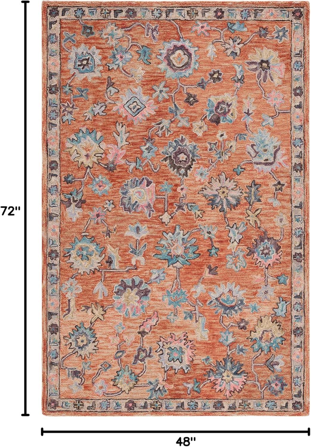 SAFAVIEH Blossom Moema Floral Area Rug, Rust/Blue, 4' x 6'