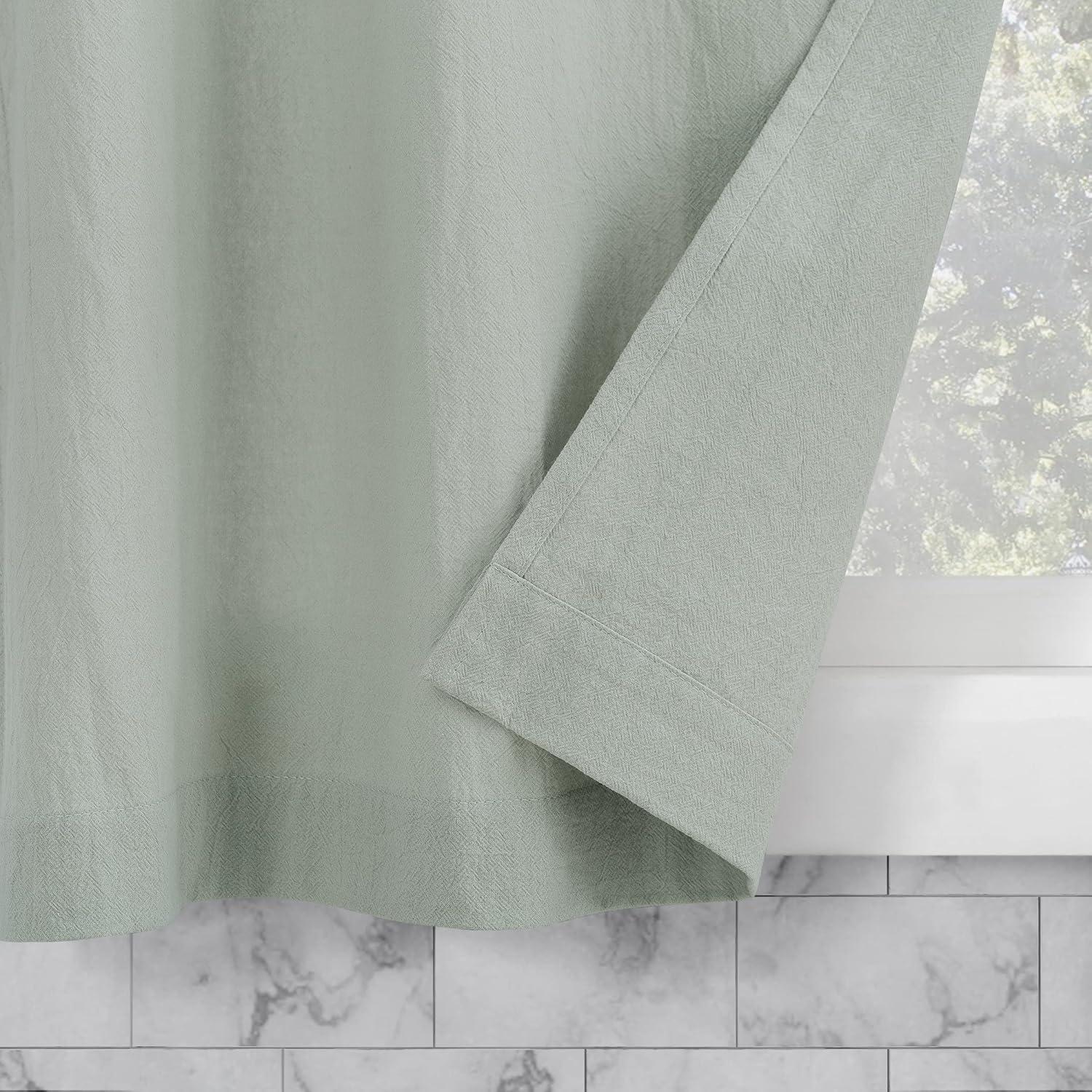 2pc 52"x45" Archaeo Washed Cotton Twist Tab Cafe Curtain Tier Pair Seafoam Green: Kitchen Curtains 45 Inches Long