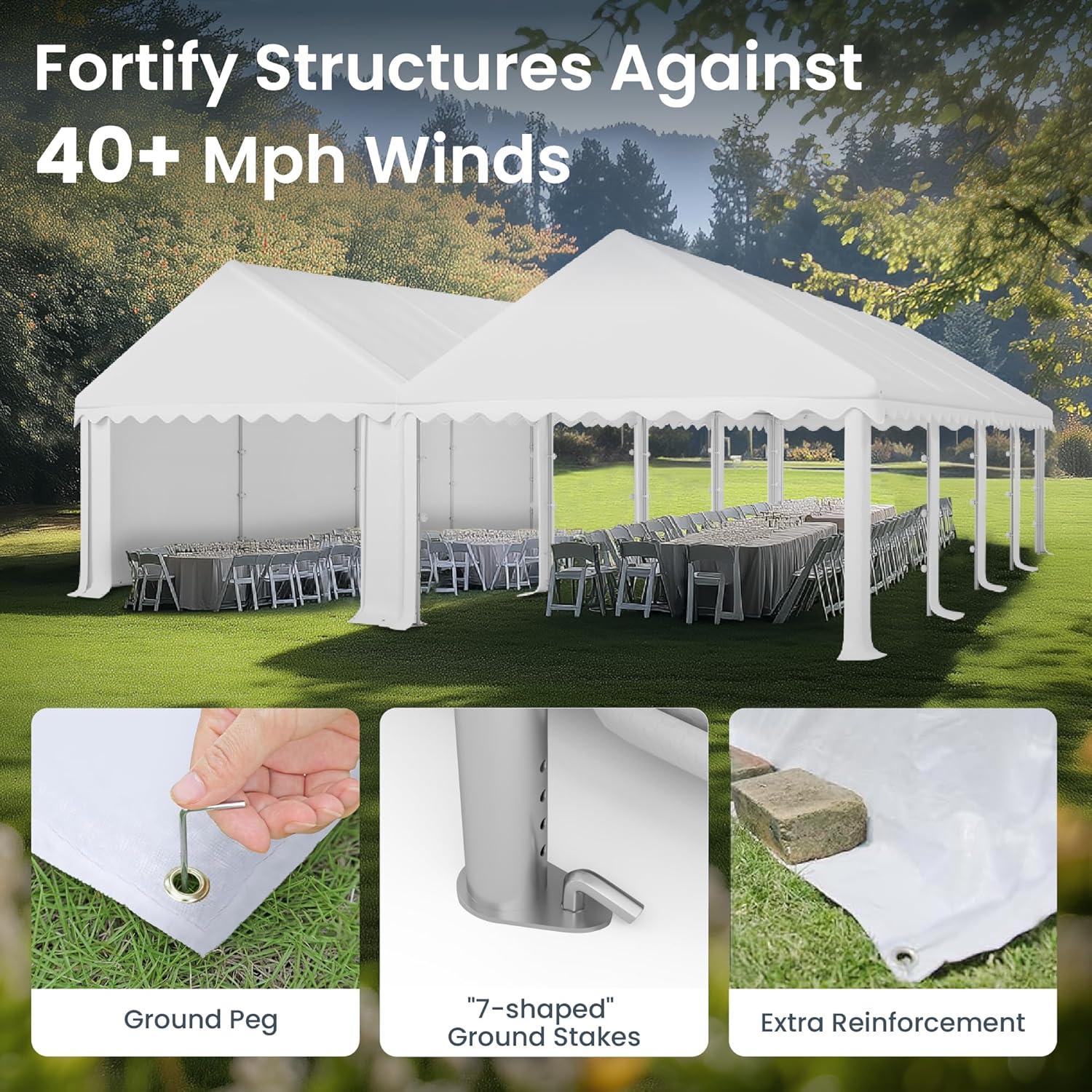 Peaktop Outdoor 13'X26' Party Tent Heavy Duty Wedding Tent with Carry Bags
