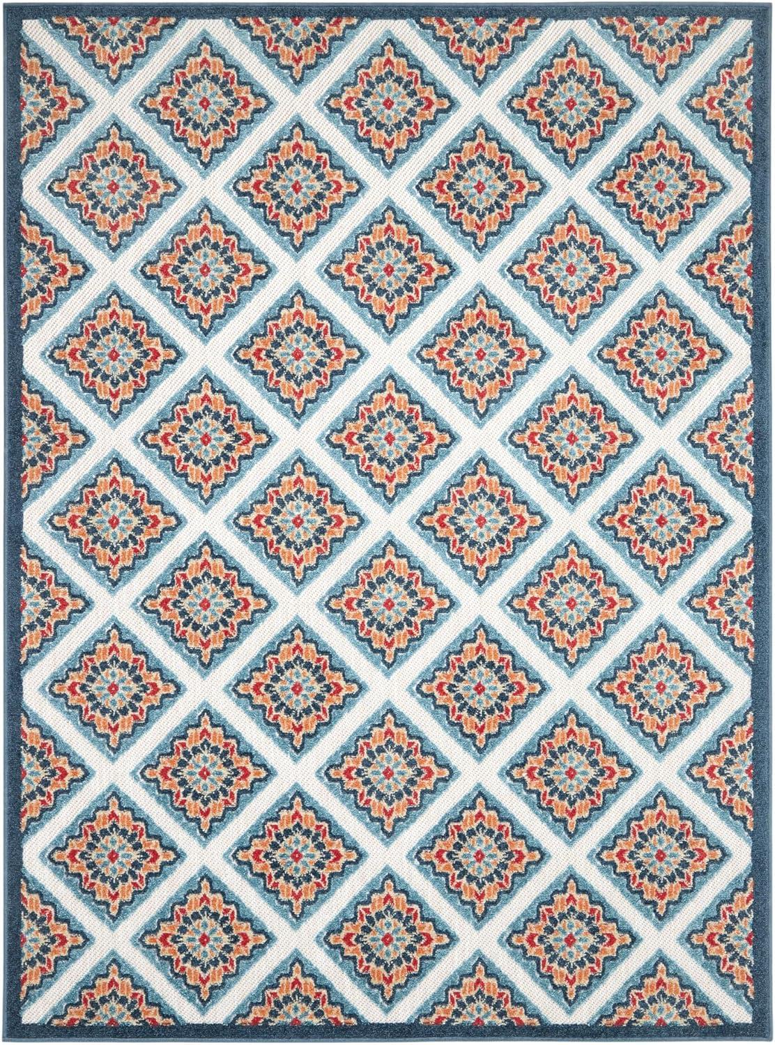 TOWN & COUNTRY EVERYDAY Brooks Retro Geo Outdoor Rug Red/Multi