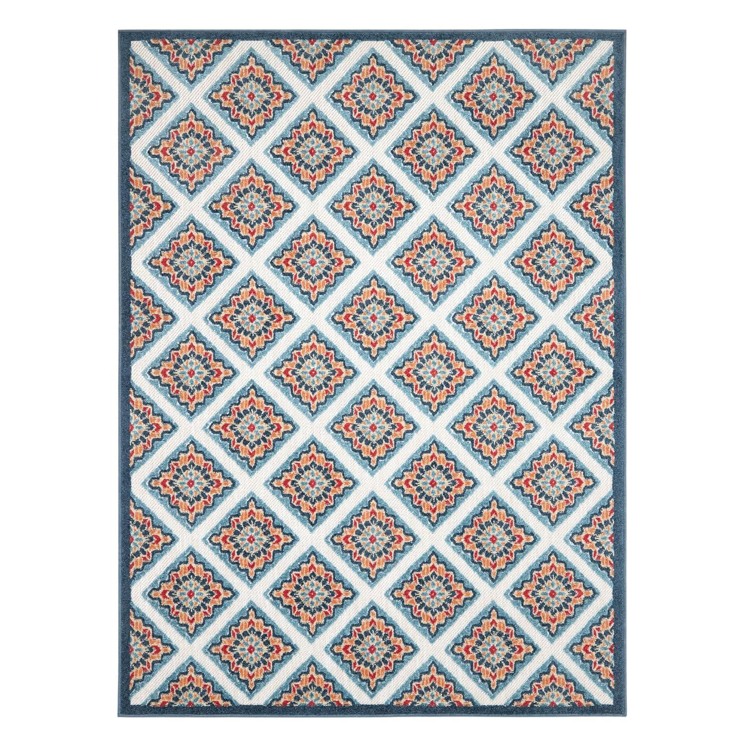 TOWN & COUNTRY EVERYDAY Brooks Retro Geo Outdoor Rug Red/Multi
