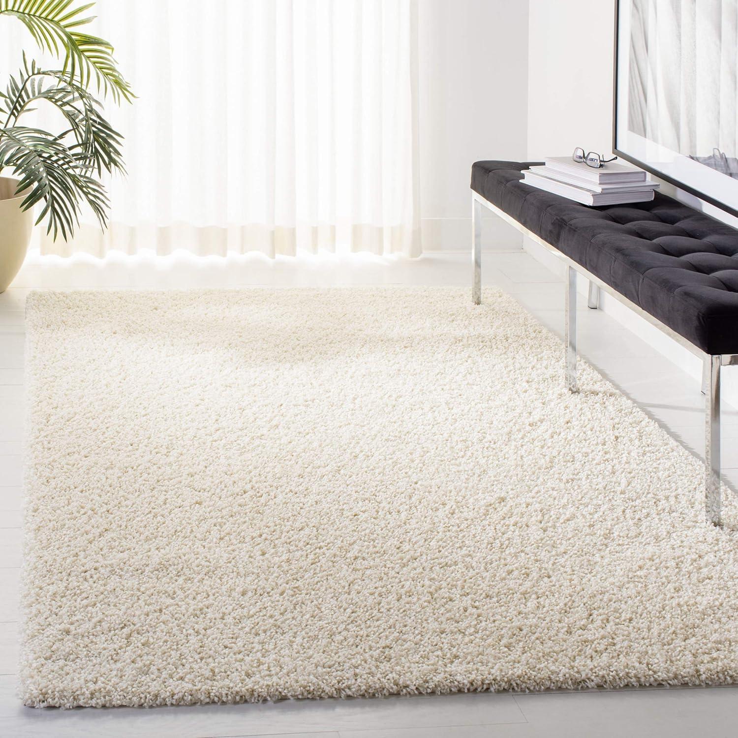Primo Shag PRM300 Power Loomed Indoor Accent Rug - 4'x6' - Ivory - Safavieh