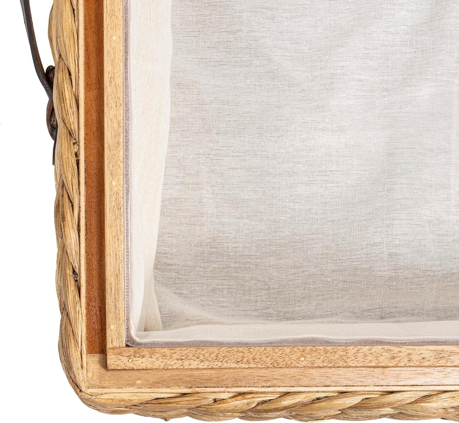 happimess Chett 26.38" Minimalist Hand-Woven Hyacinth/Wood Underbed Storage Bin with Wheels and Handles