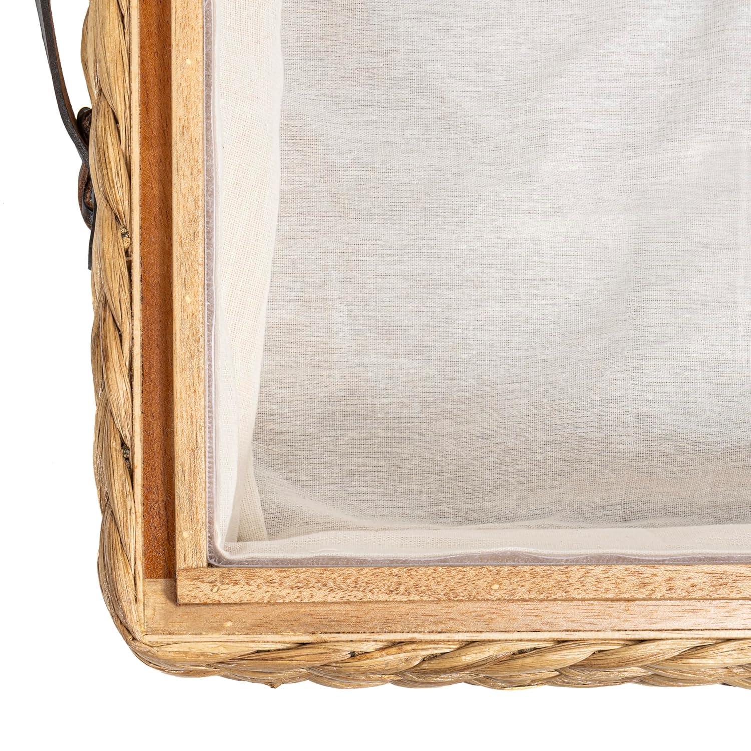 happimess Chett 26.38" Minimalist Hand-Woven Hyacinth/Wood Underbed Storage Bin with Wheels and Handles