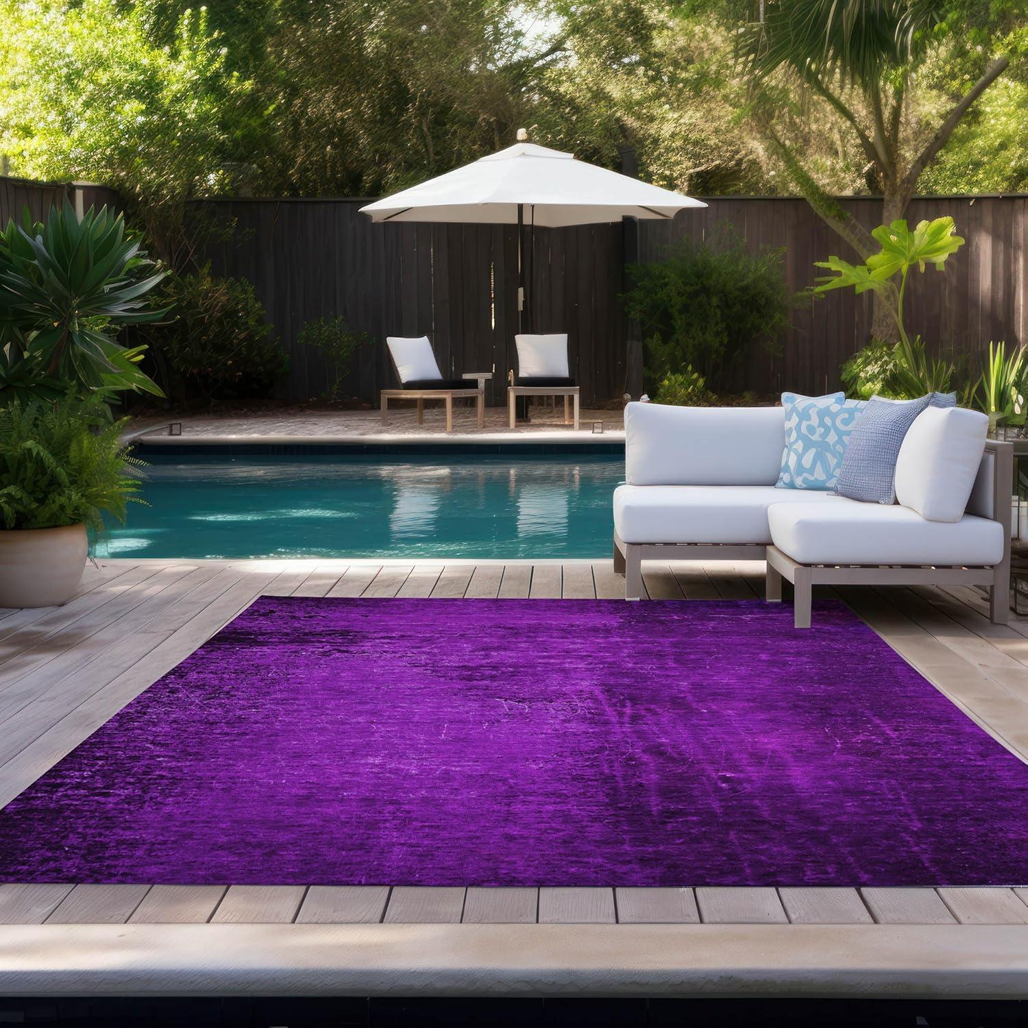 Addison Rugs Chantille Indoor/Outdoor Transitional Organic Purple Washable Rectangle Rug, 5' x 7'6"
