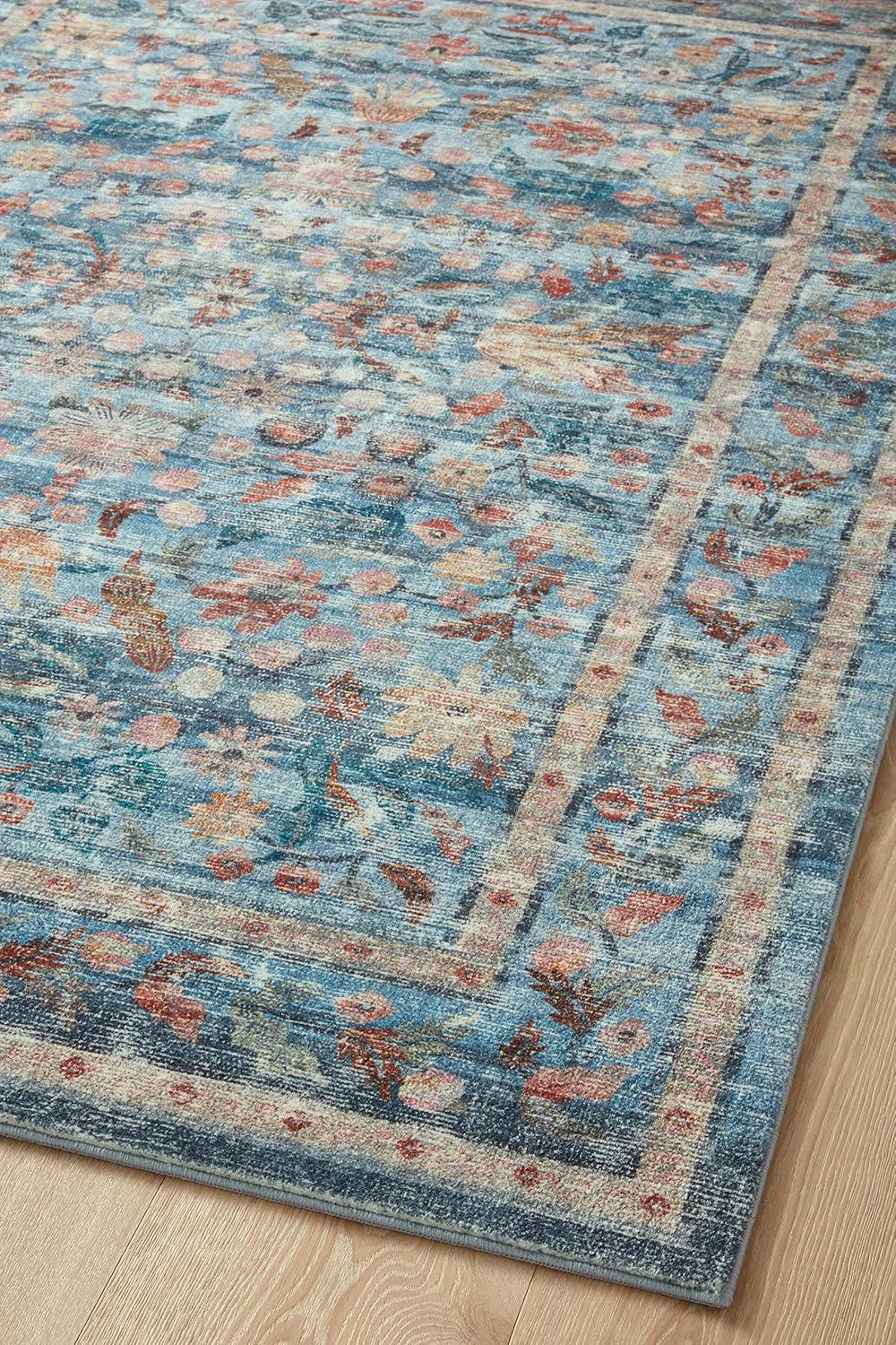 Rifle Paper Co. x Loloi Courtyard Blue Area Rug feat. CloudPile