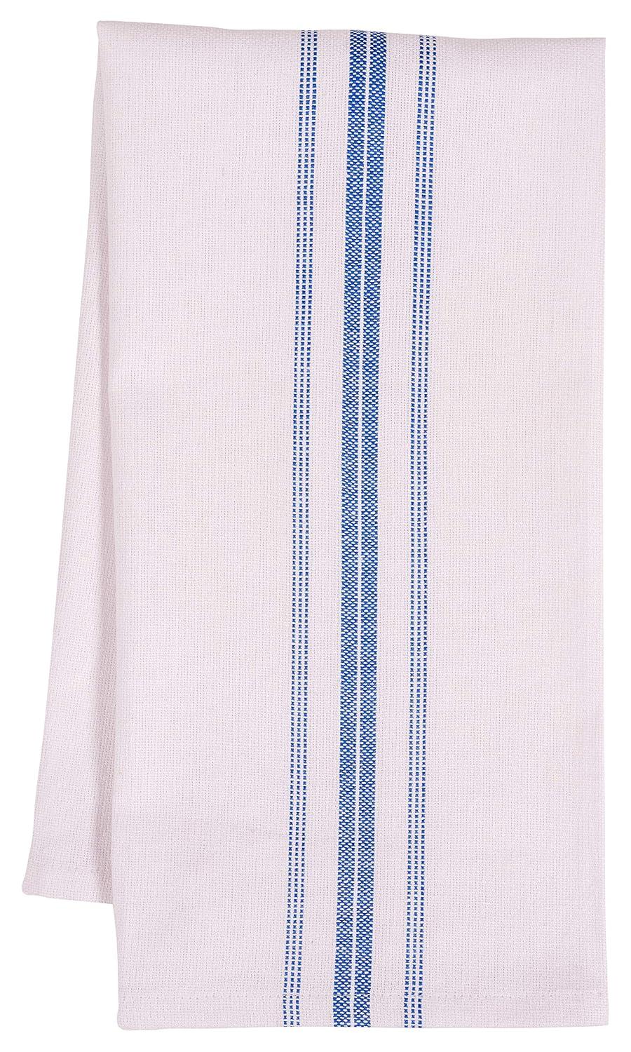 KAF Home Farmhouse Stripe Set Of 12 Kitchen Towels - 15" x 25", In Blue