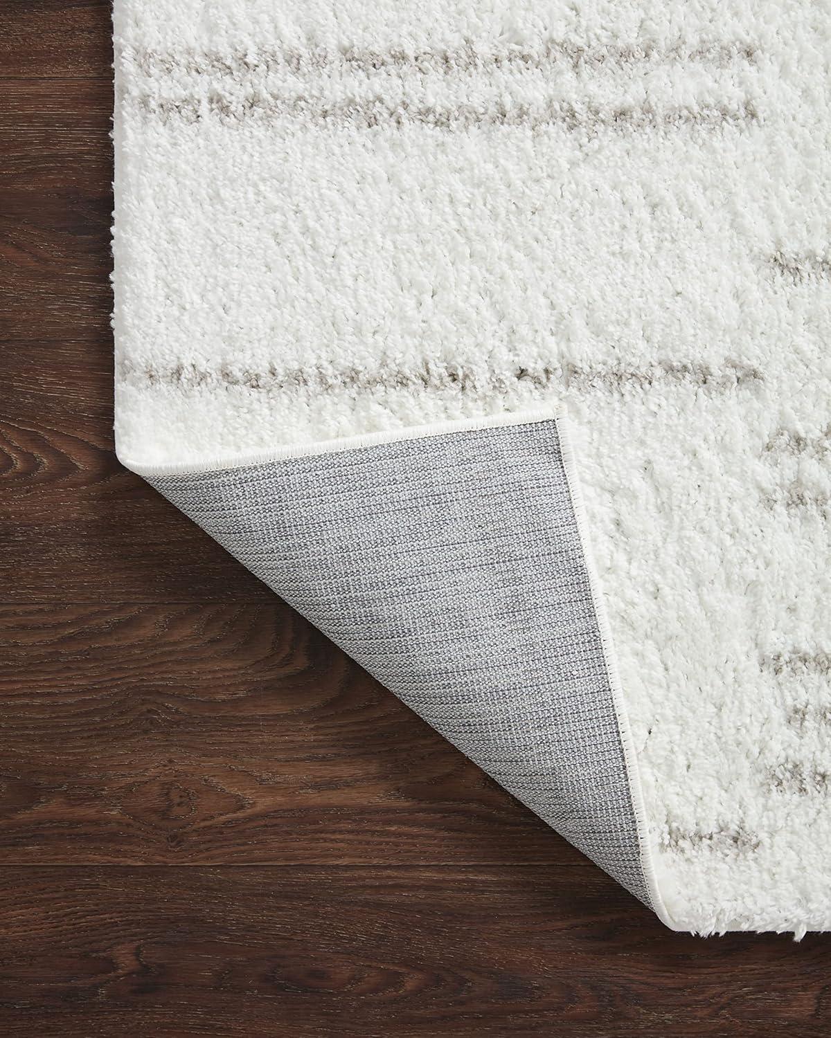 Bliss Shag Gray and White Geometric Wool Area Rug