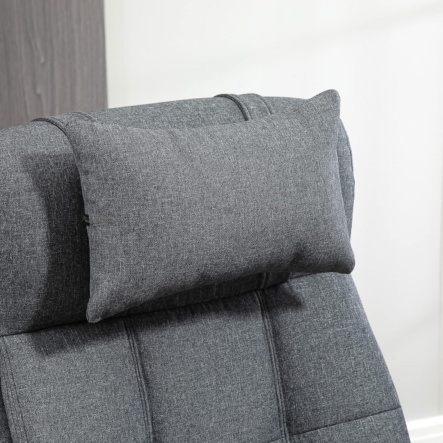 Vinsetto Executive Linen-Feel Fabric Office Chair High Back Swivel Task Chair with Upholstered Retractable Footrest, Headrest and Padded Armrest, Dark Grey