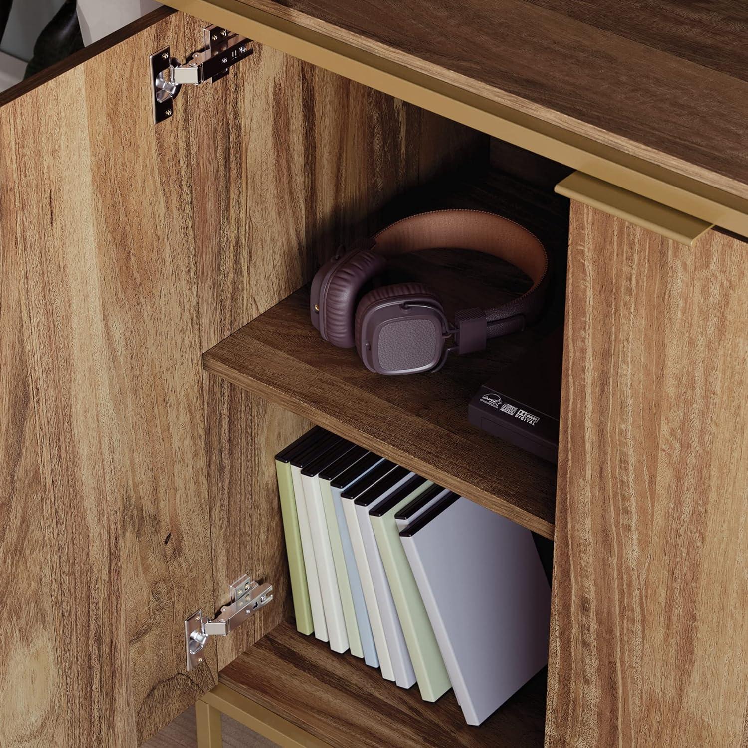 International Lux Modern TV Stand: Adjustable Shelf, Cable Management, Metal Frame - Sauder