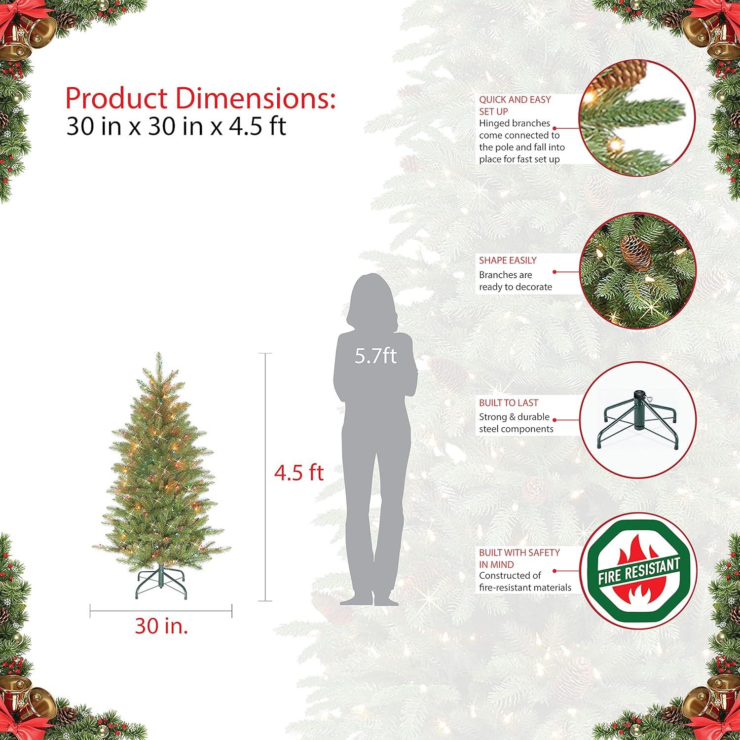 Slim Green Fir 4.5-Foot Pre-Lit Artificial Christmas Tree