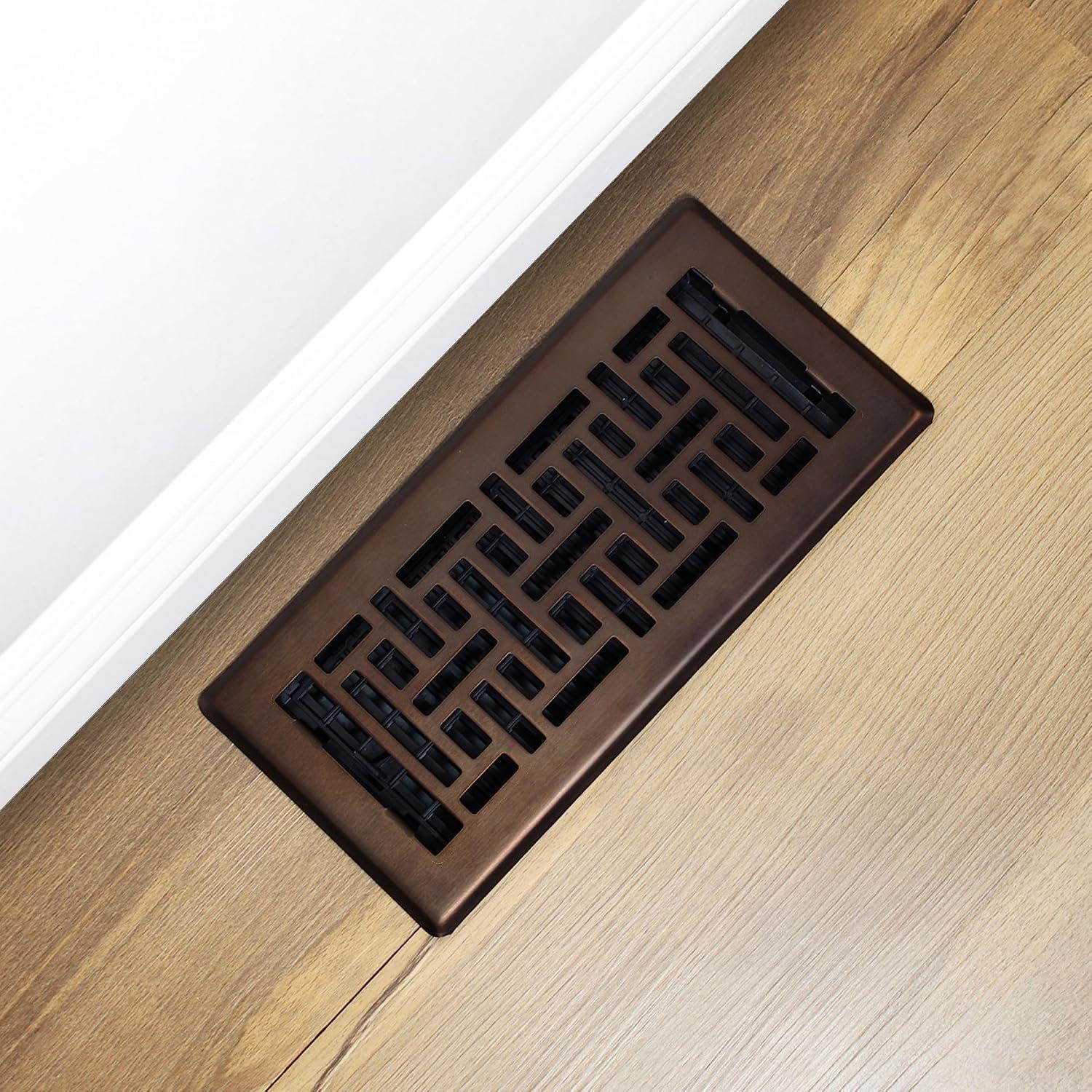 Decor Grates AJH410-RB Oriental Floor Register, 4x10 Inches, Rubbed Bronze Finish