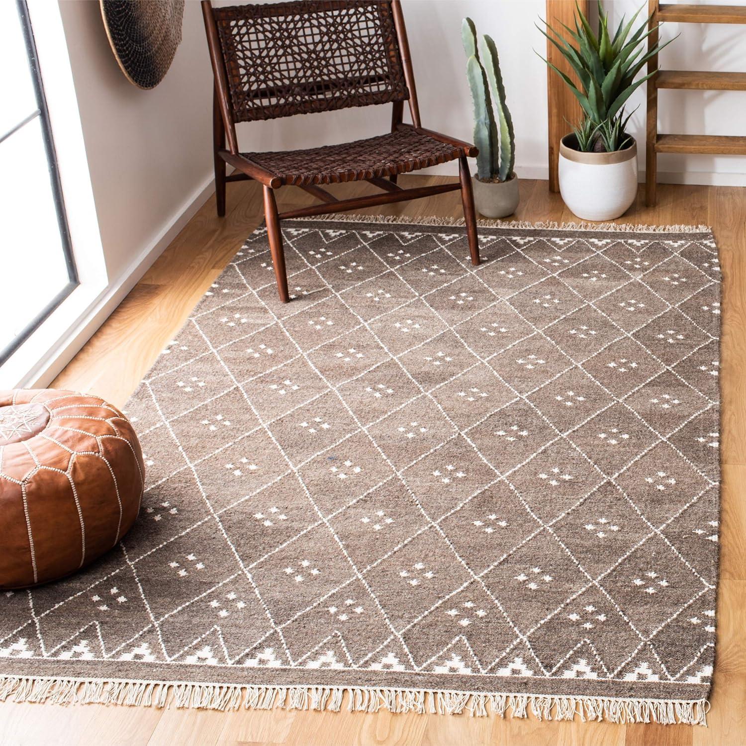 Natural Kilim NKM316 Hand Woven Area Rug - Brown/Ivory - 3'x5' - Safavieh.