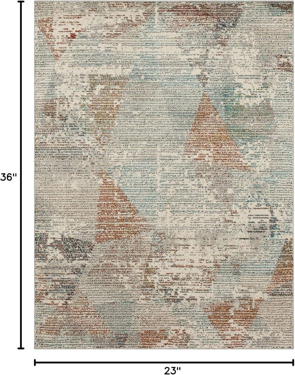 Gray Abstract Synthetic Easy Care Rectangular Area Rug