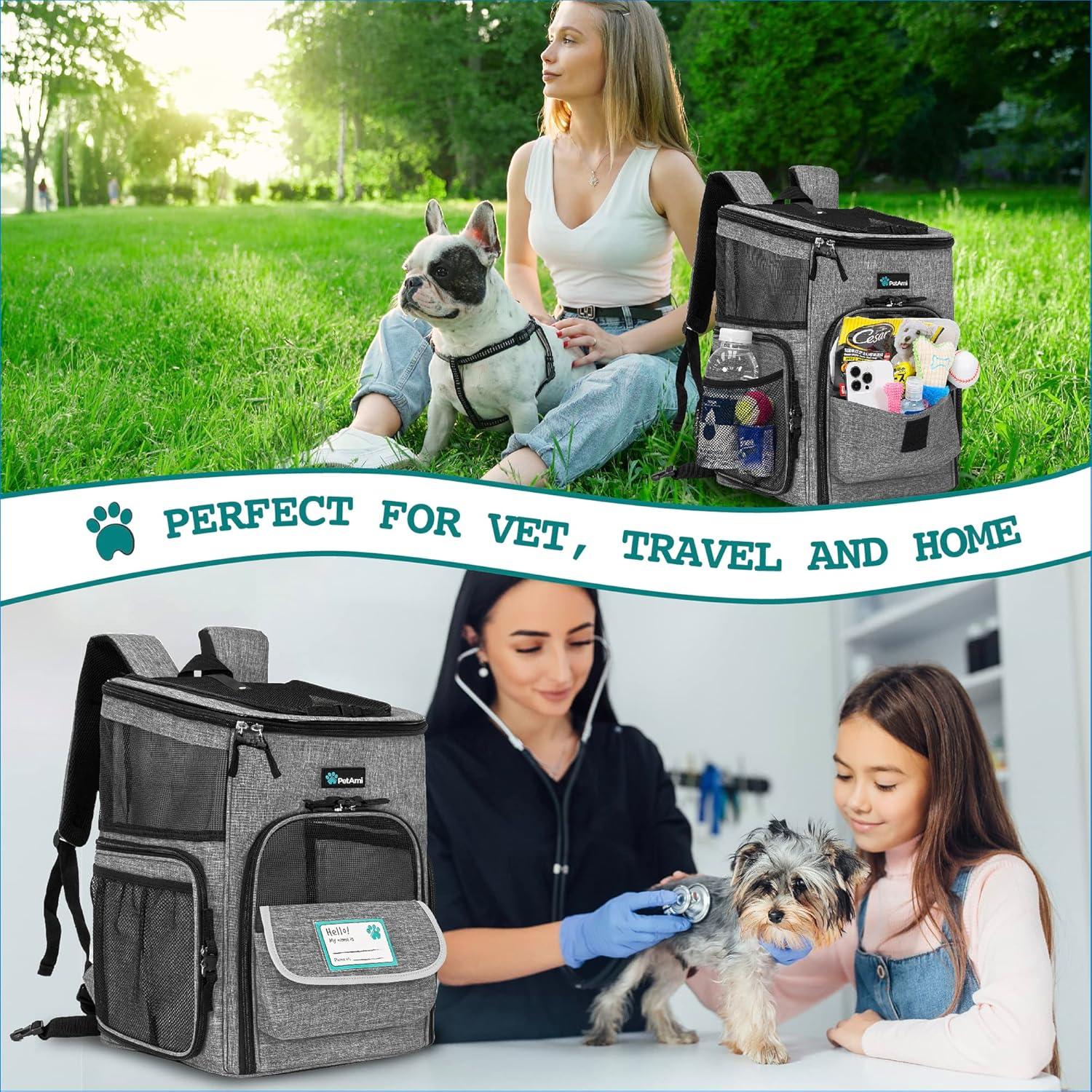 PetAmi Dog Backpack Carrier, Airline Approved Cat Backpacks Carrying Pet Back Pack, Ventilated Soft Sided Bookbag Travel Hiking Camping