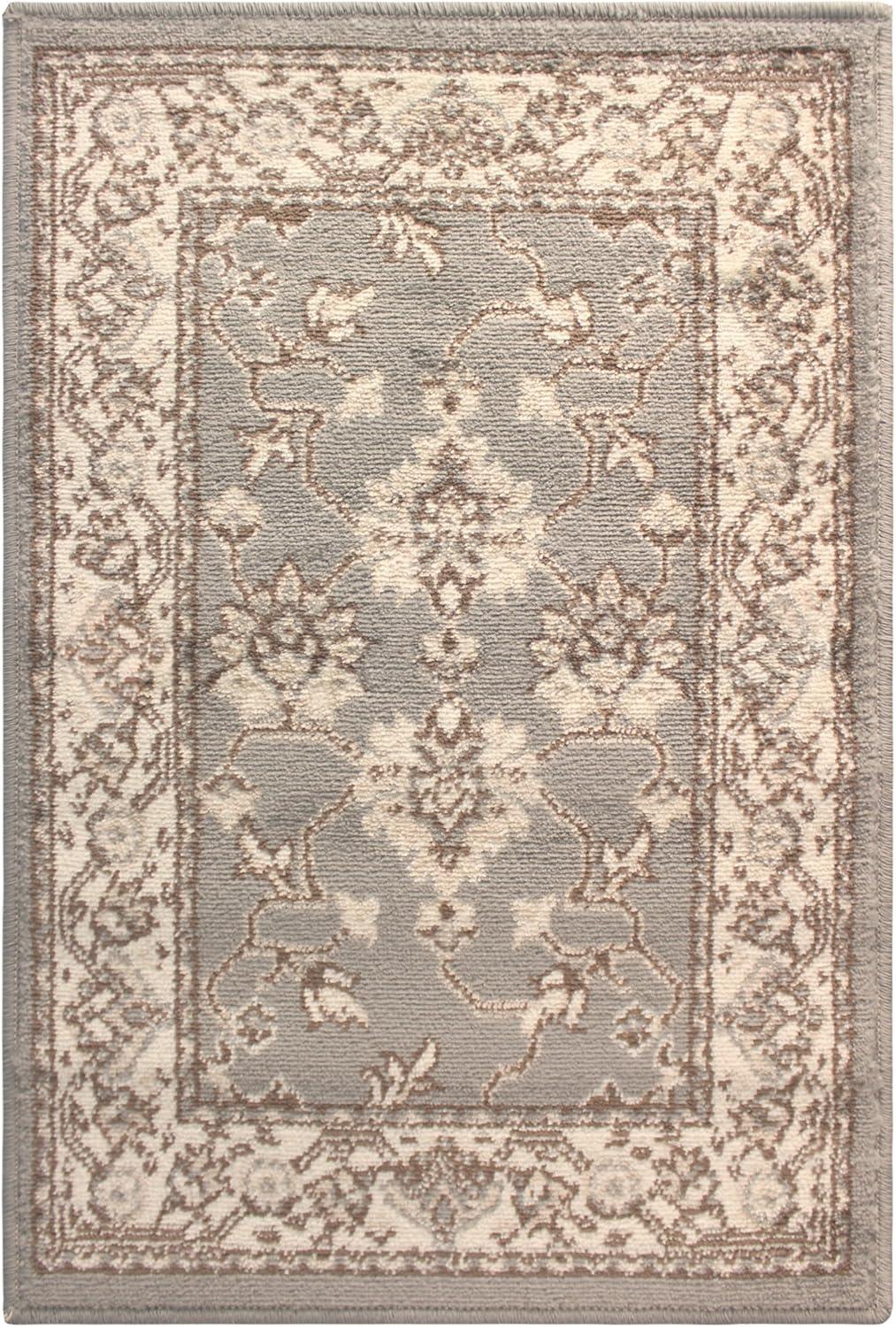 Elegant Slate Rectangular Synthetic Area Rug, 2' x 3'