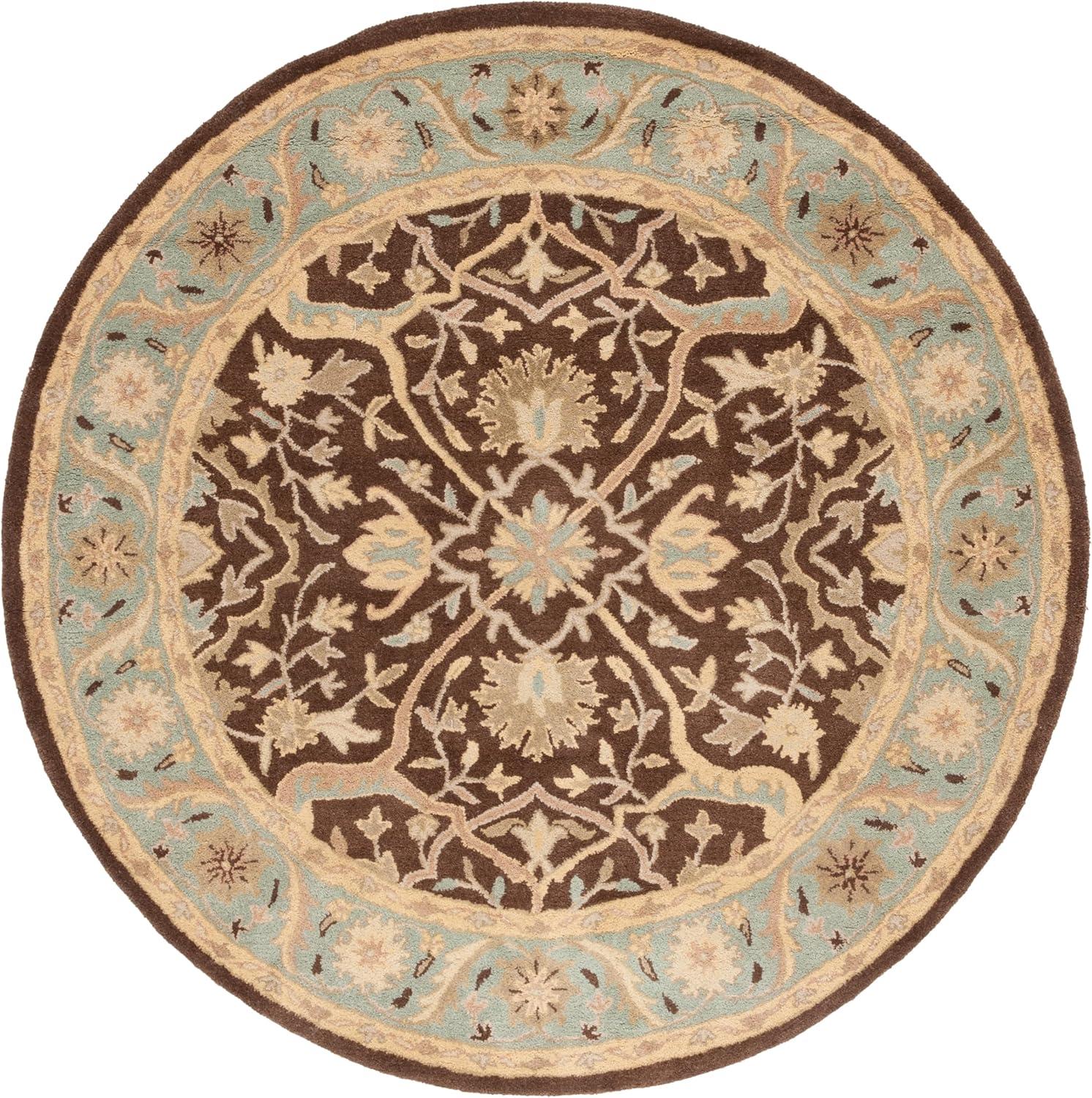 Antiquity AT14 Hand Tufted Indoor Area Rug - Brown/Green - 3'6" Round - Safavieh