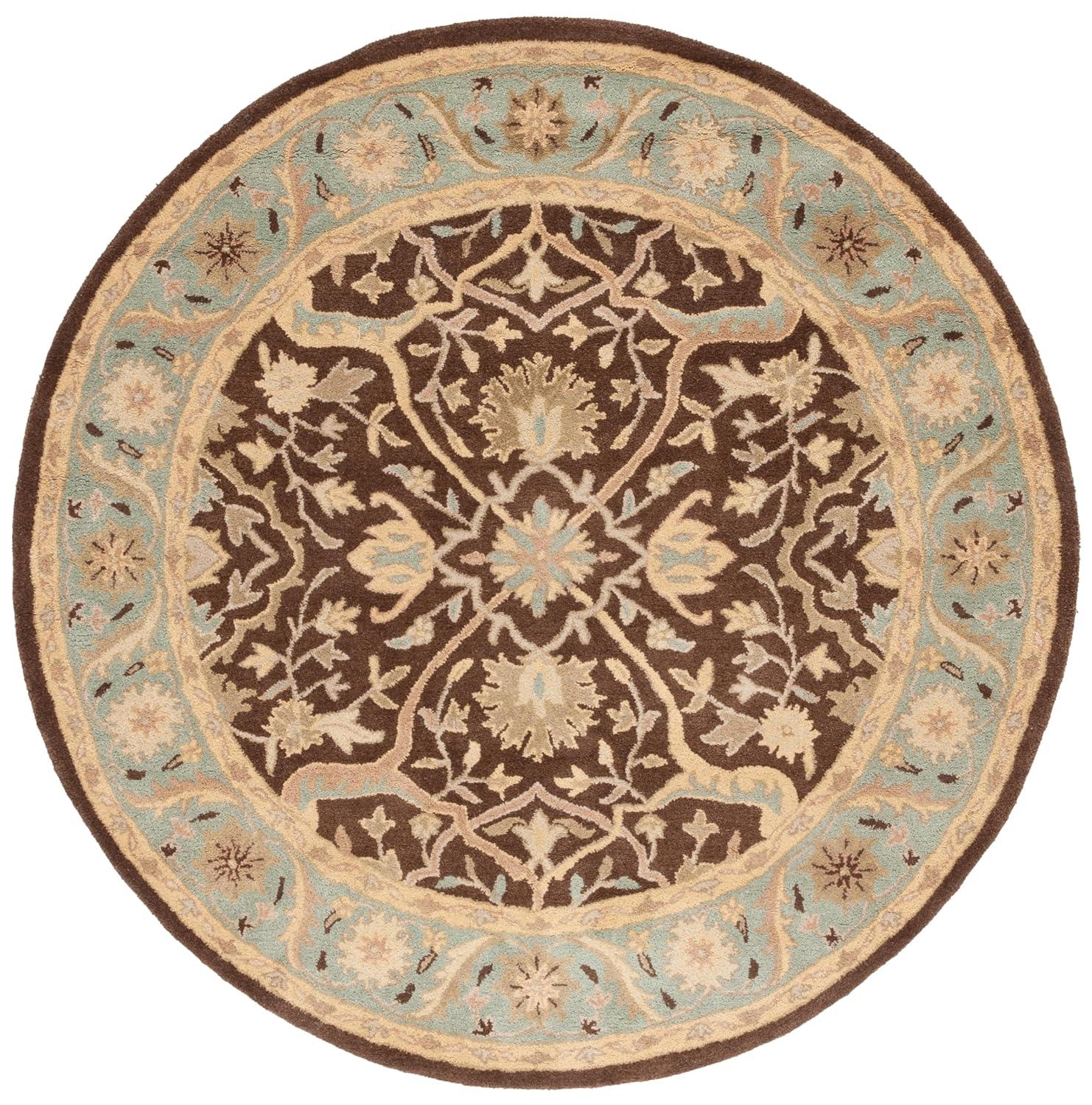 Antiquity AT14 Hand Tufted Indoor Area Rug - Brown/Green - 3'6" Round - Safavieh