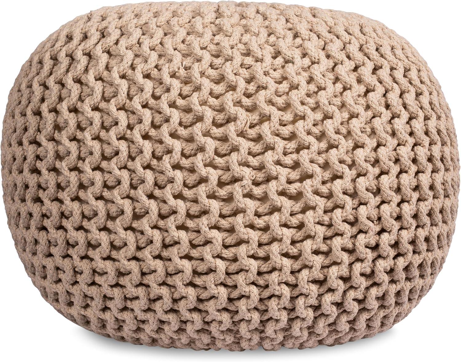 BirdRock Home Round Pouf Foot Stool Ottoman - Natural