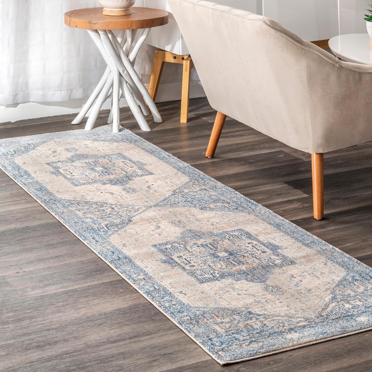 Nuloom Harriet Oriental/Persian 2x12 Runner Indoor Area Rug for Living Room Bedroom Dining Room Entryway Hallway Kitchen, Light Blue/Multicolor