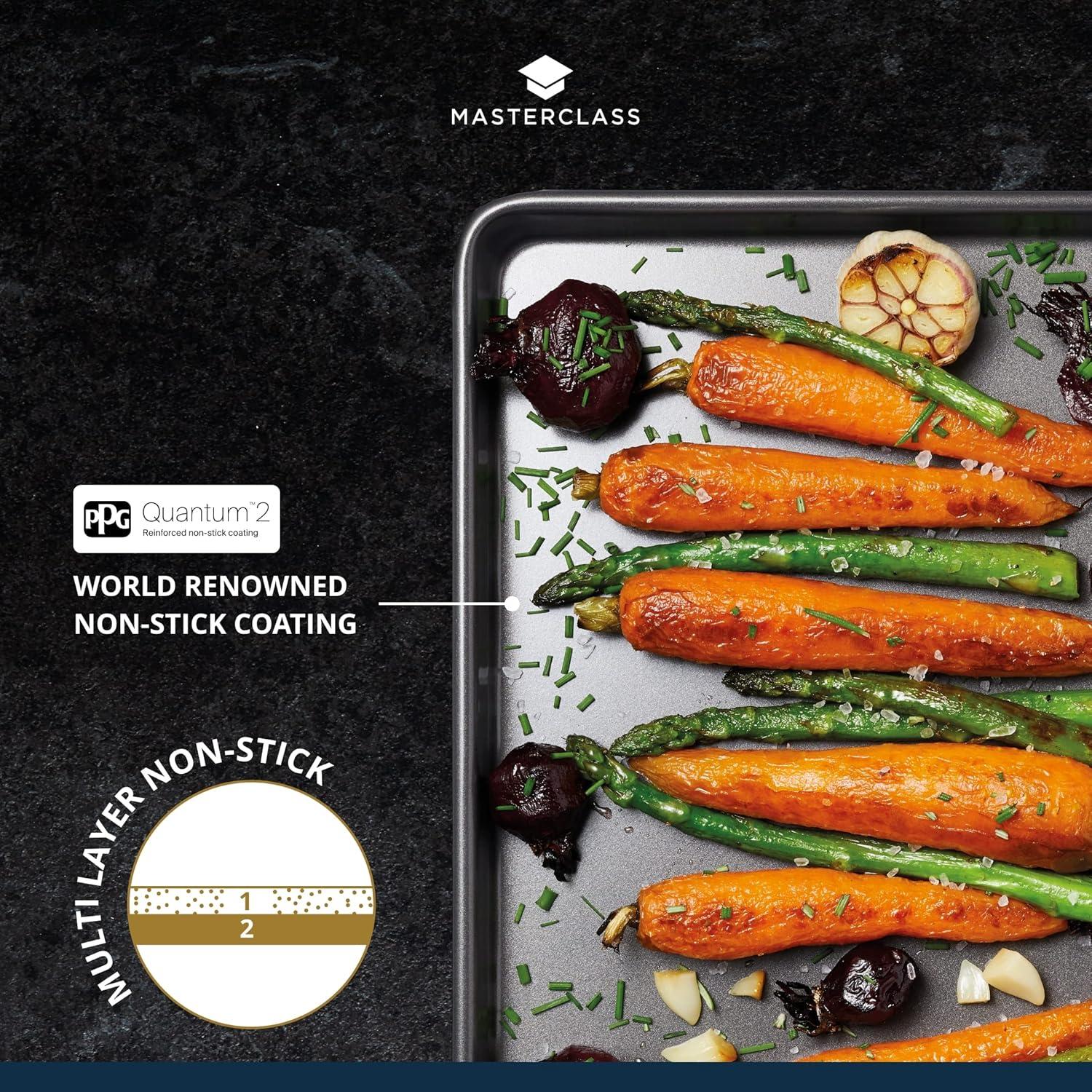 MasterClass Baking Tray, Non-Stick Oven Tray for Baking and Roasting, Carbon Steel, 24 x 18cm, Grey