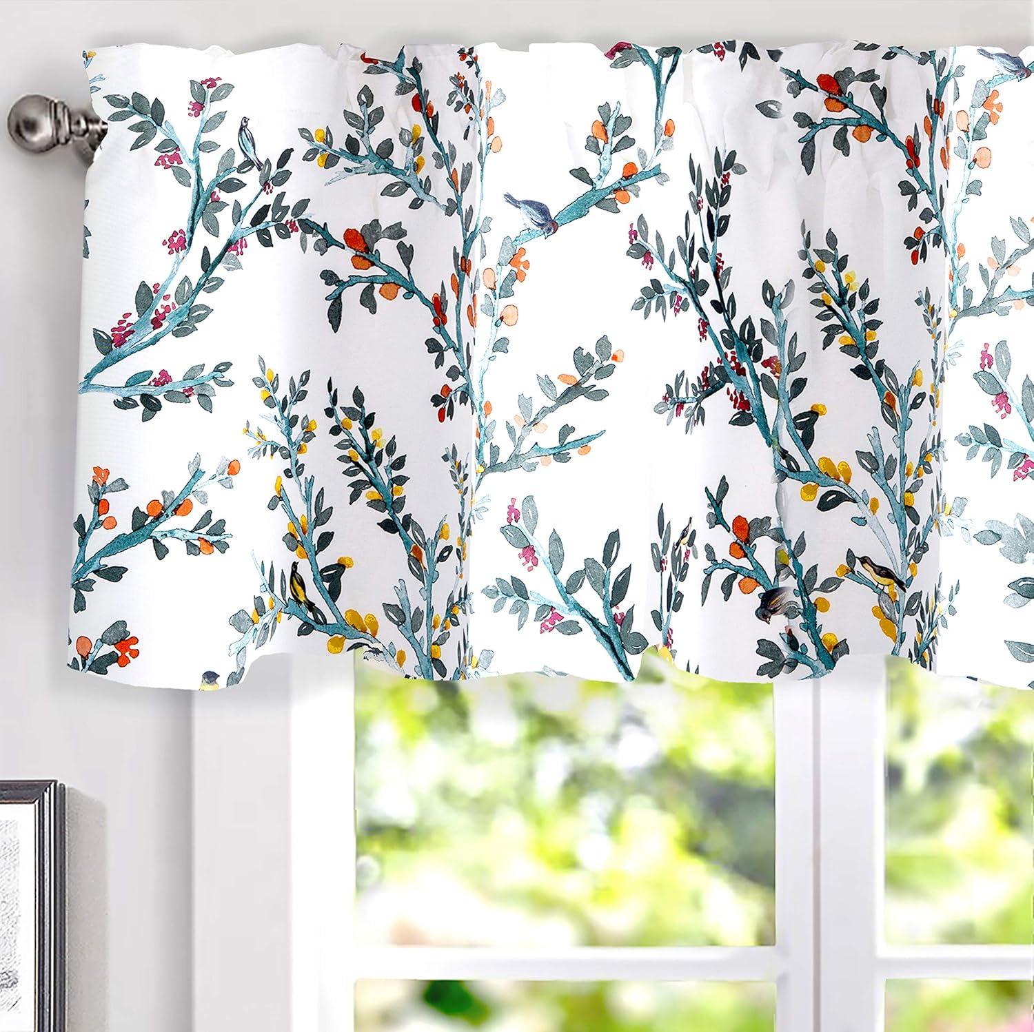 Jasmine Watercolor Floral Branch Thermal Insulated Valance