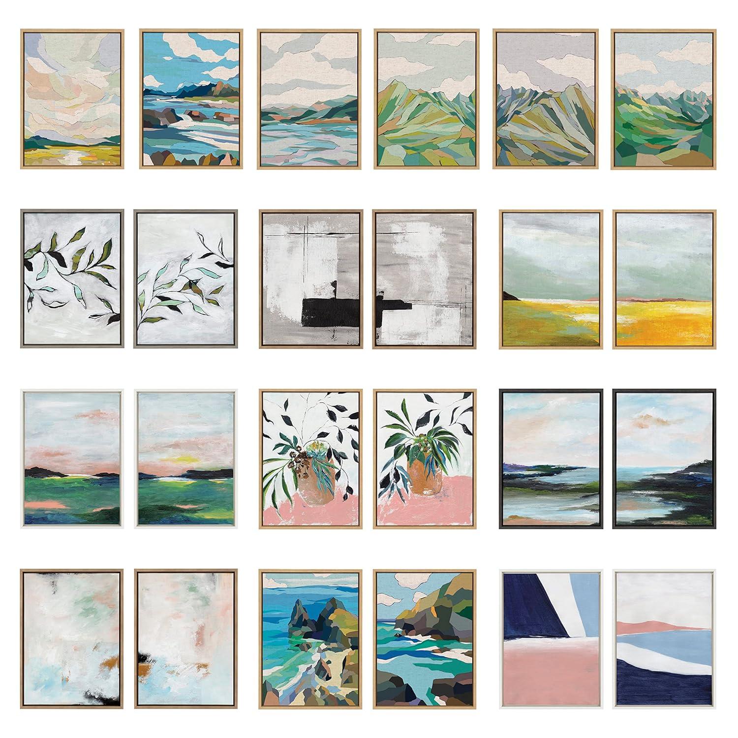 Kate and Laurel Sylvie Dreamy Maple Forest I and II Framed Canvas Wall Art Set by Nikita Jariwala, 2 Piece Set 18x24 White, Soft Abstract Brushstrokes Art Set for Wall Decor