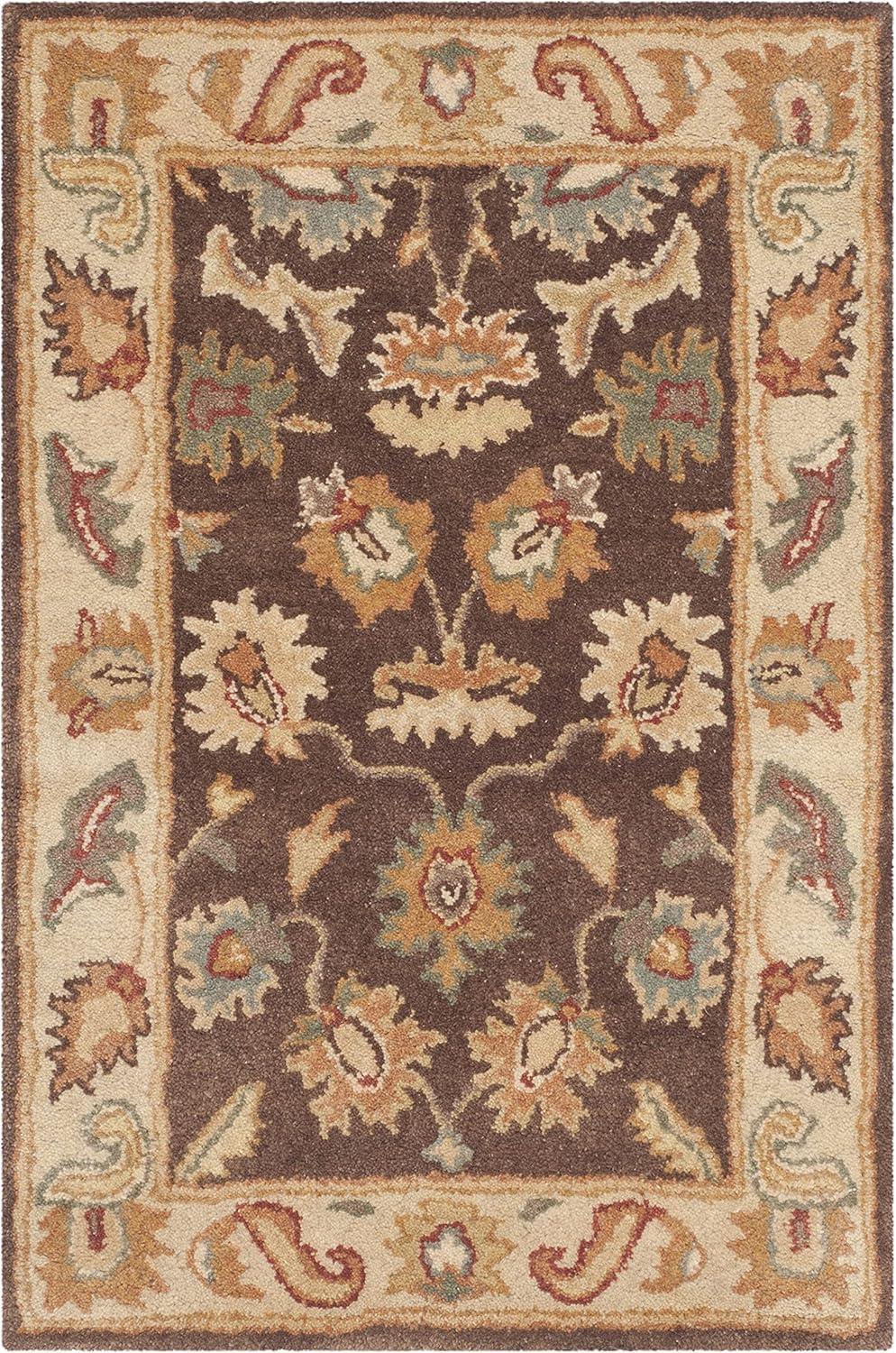 SAFAVIEH Bergama Bradford Traditional Wool Area Rug, Brown/Ivory, 2' x 3'