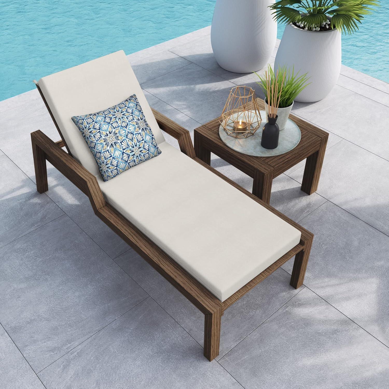 Honeycomb Outdoor Chaise Lounge Cushion - Textured Solid Bone