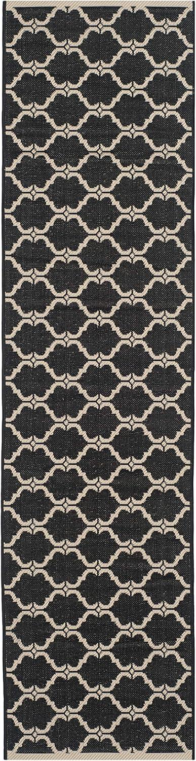 Courtyard CY6009 Power Loomed Indoor and Outdoor Runner Rug - Black/Beige - 2'3"x8' - Safavieh