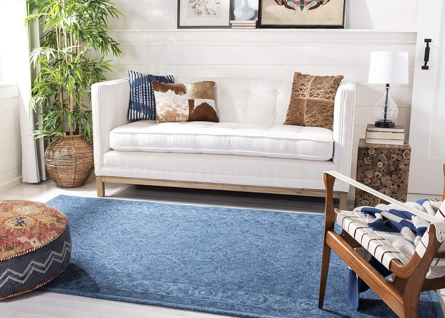 SAFAVIEH Dip Dye Felicia Floral Bordered Area Rug, Navy Blue, 5' x 8'