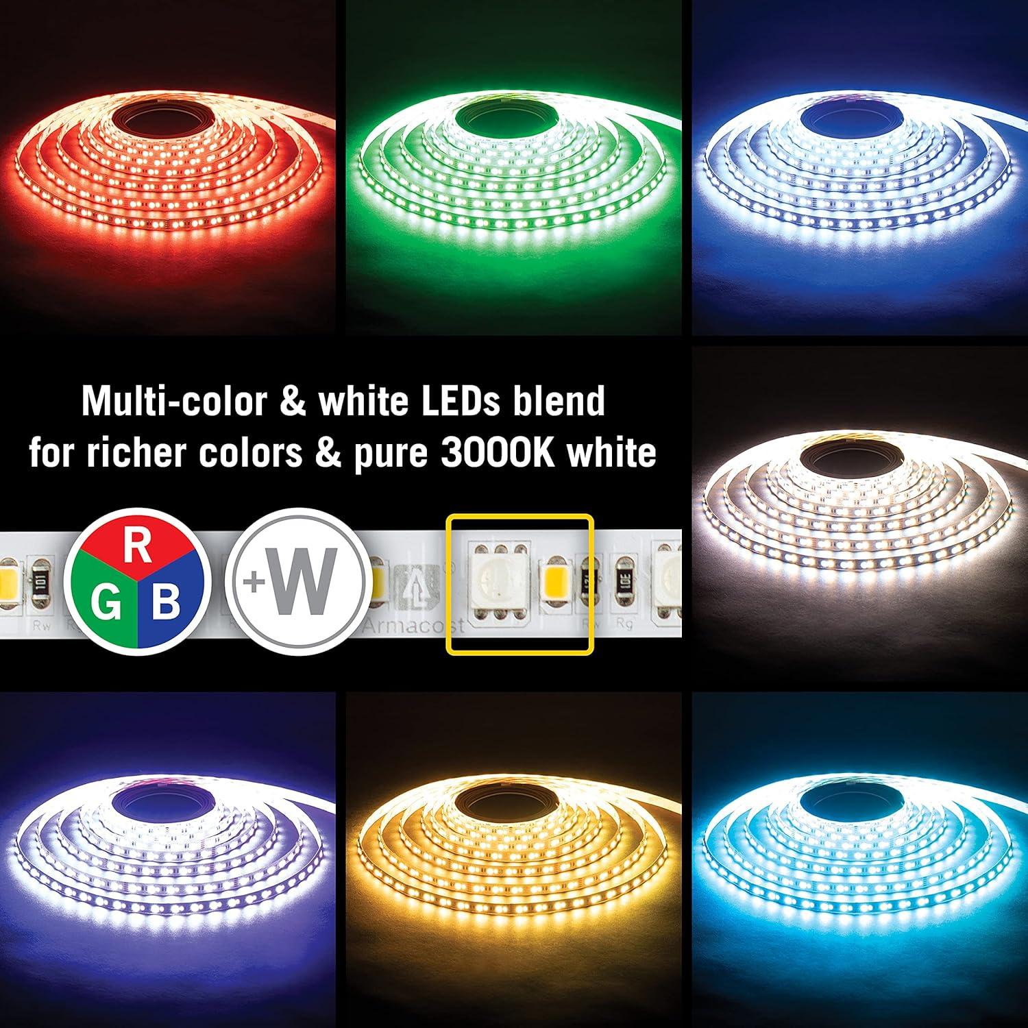 RibbonFlex Pro, 24V, RGB+W, 60+60LEDs/M, IP20,2.5M Under Cabinet Tape Light