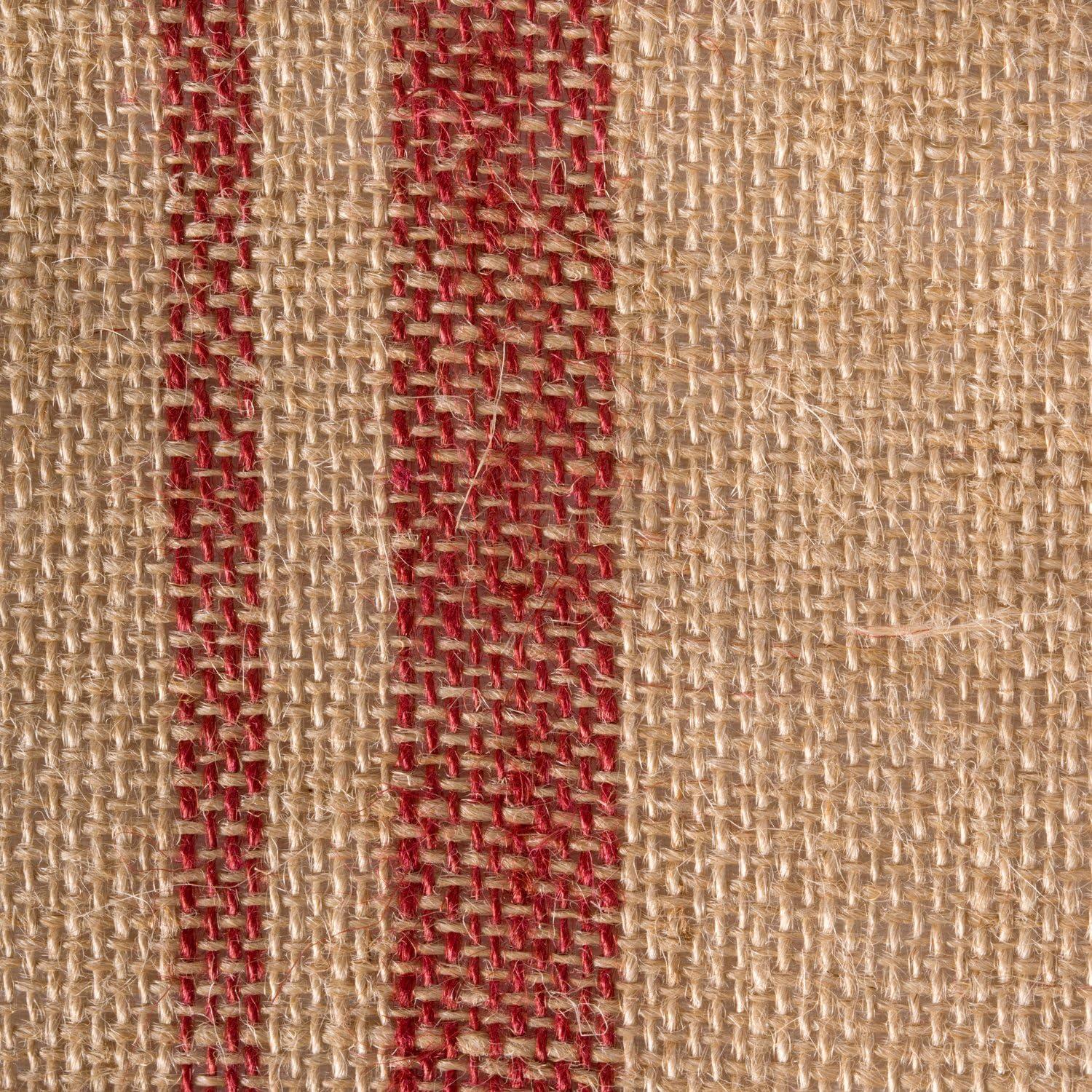 Barn Red Jute Burlap Table Runner with Double Border